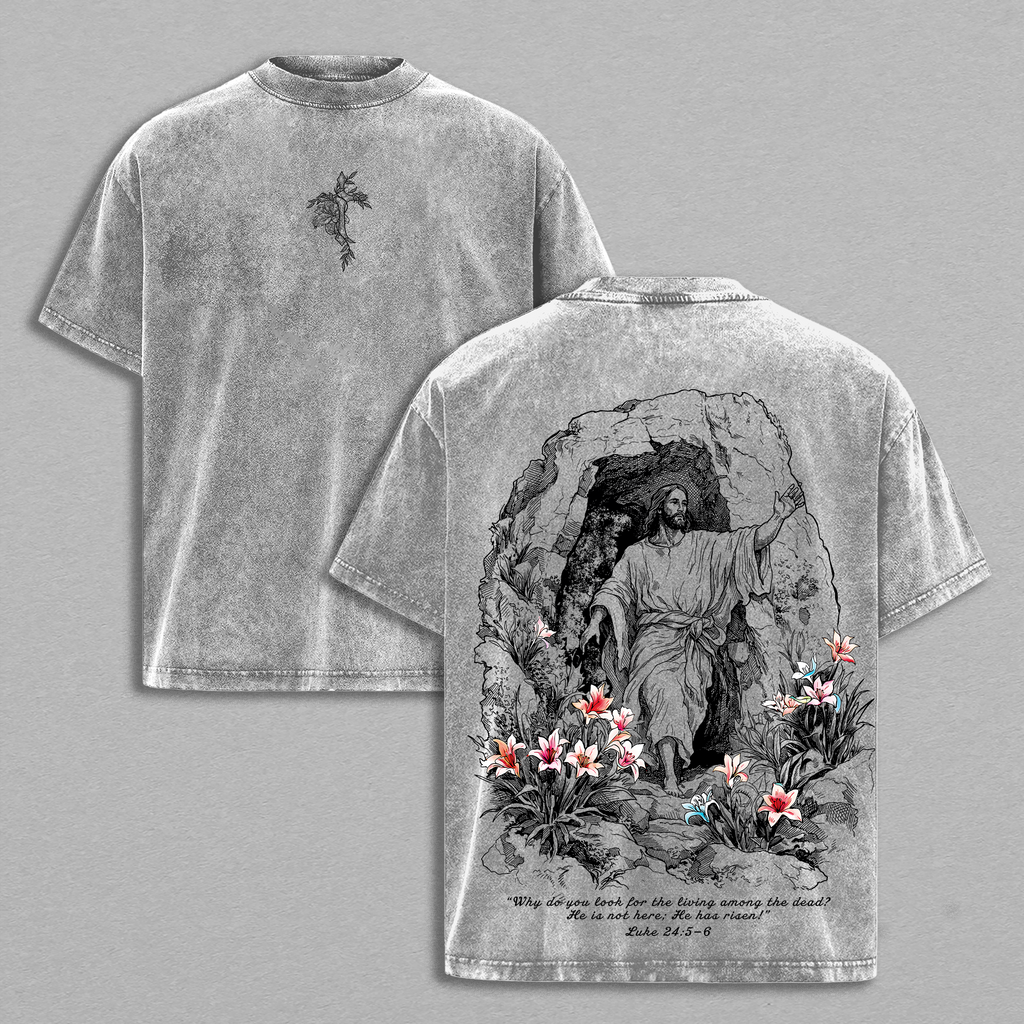 He Is Risen Easter Jesus Christian Vintage Washed Tee