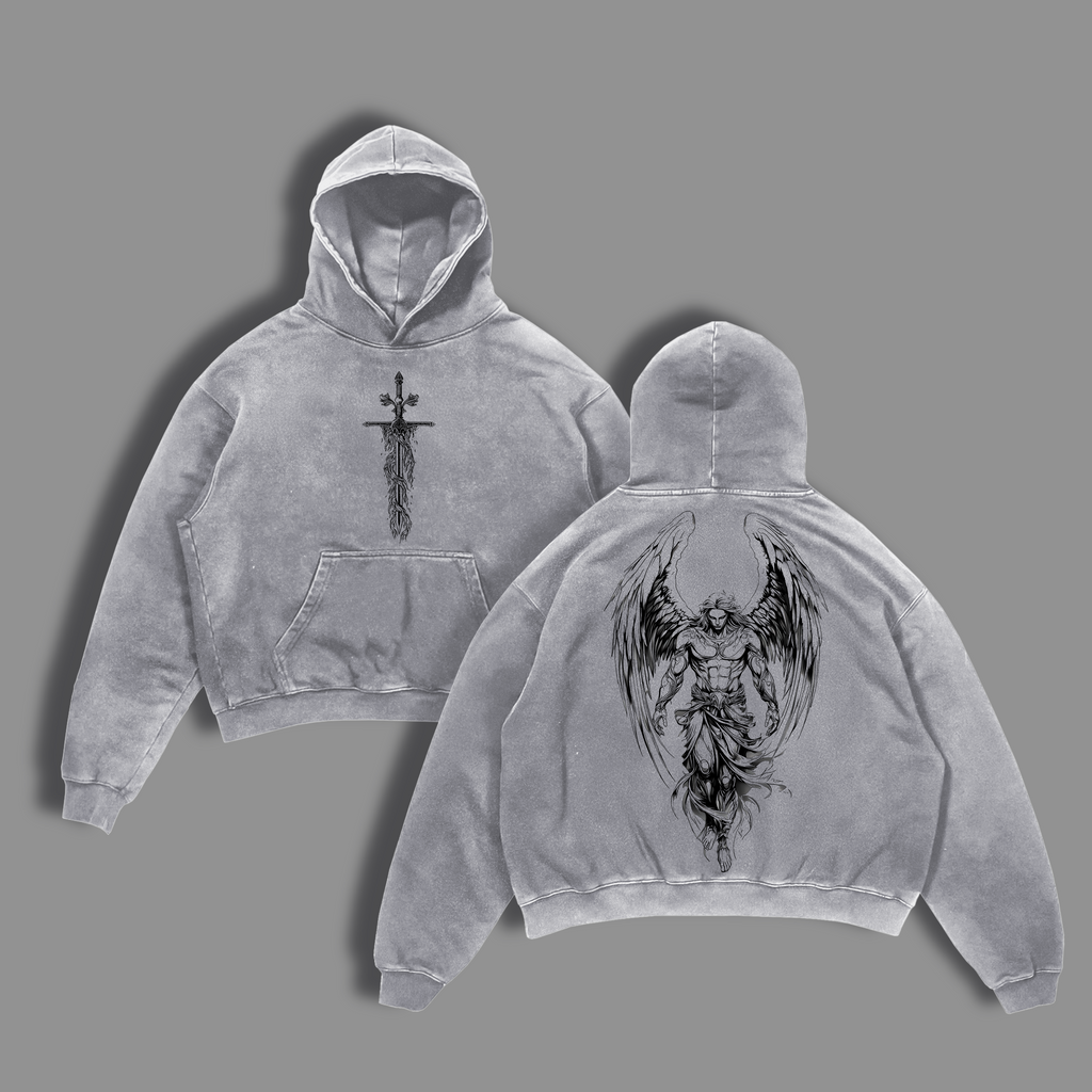 Saint Michael The Archangel x Flaming Sword Christian Washed Hoodie