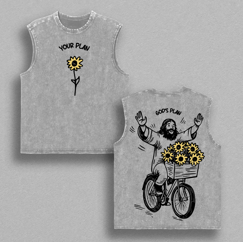 Your Plan God’s Plan Sunflower Jesus Christian Vintage Washed Tee