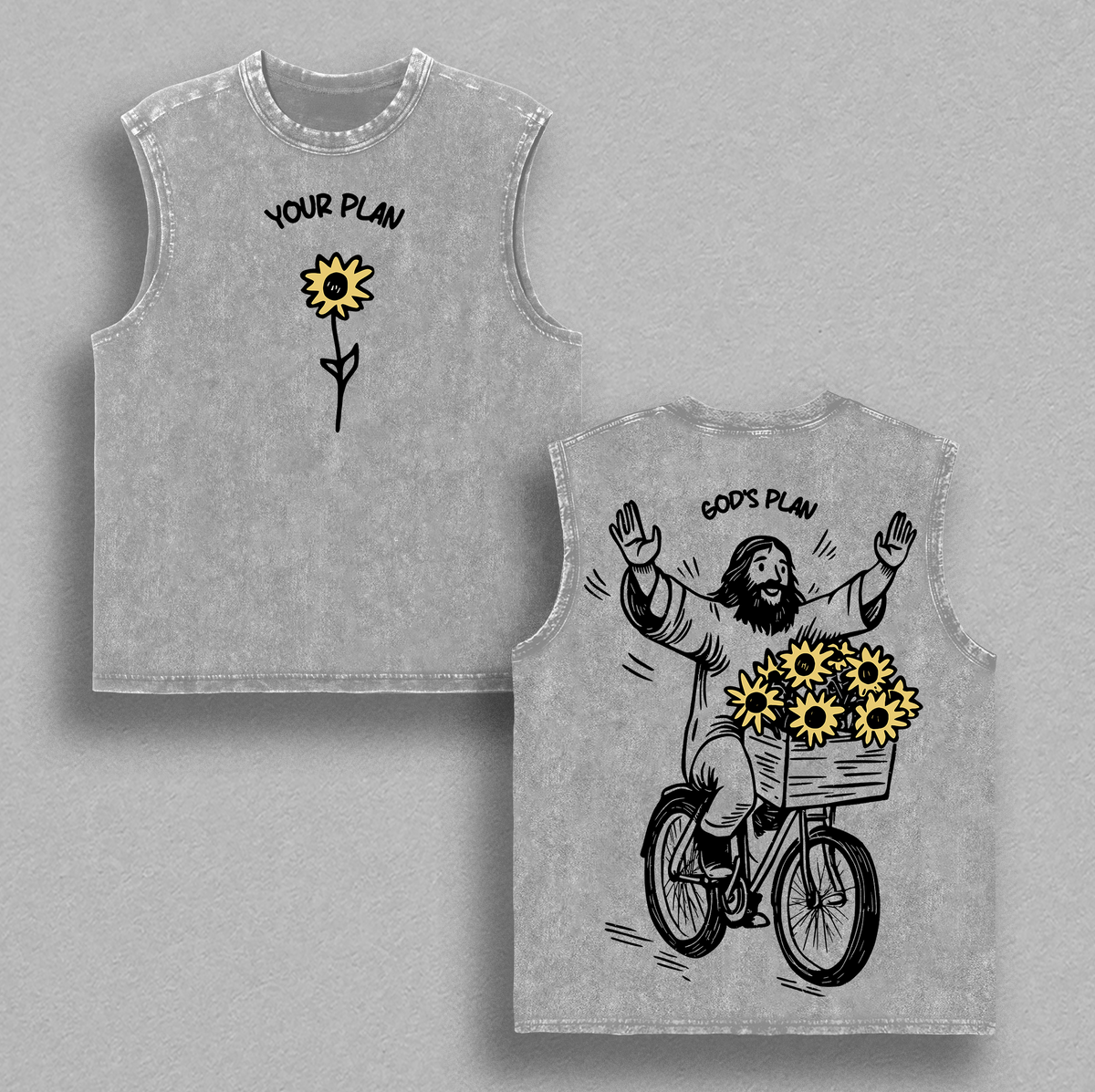 Your Plan God’s Plan Sunflower Jesus Christian Vintage Washed Tee
