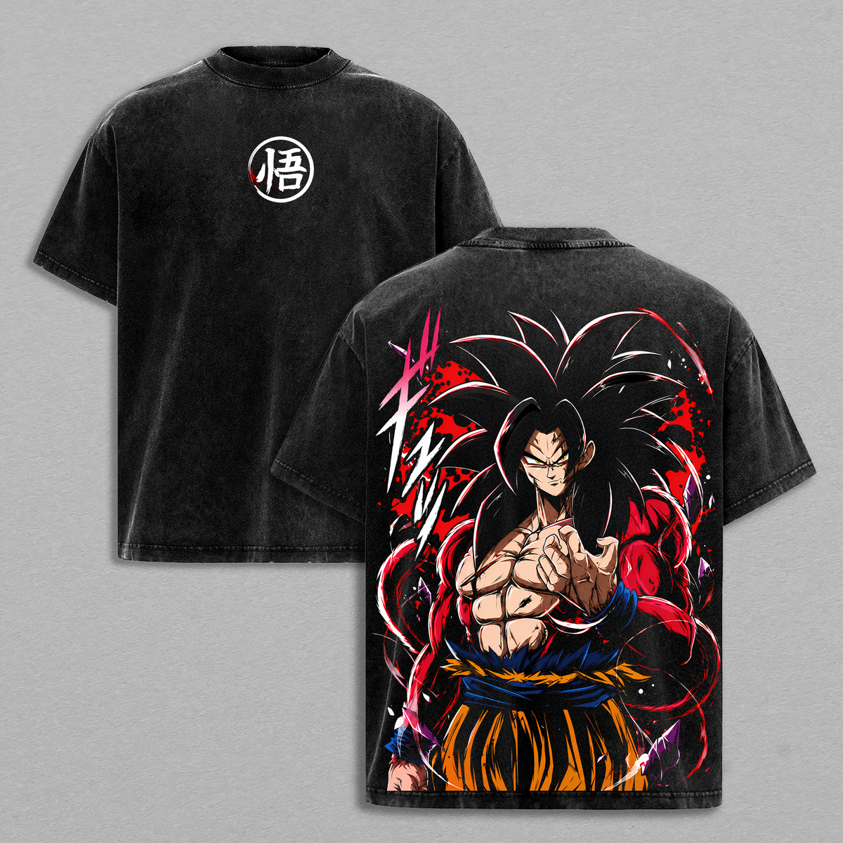 Saiyan Prince X KKROT - DBZ Vintage Washed Heavy Cotton Oversized Gym Shirt Anime Graphic Tee