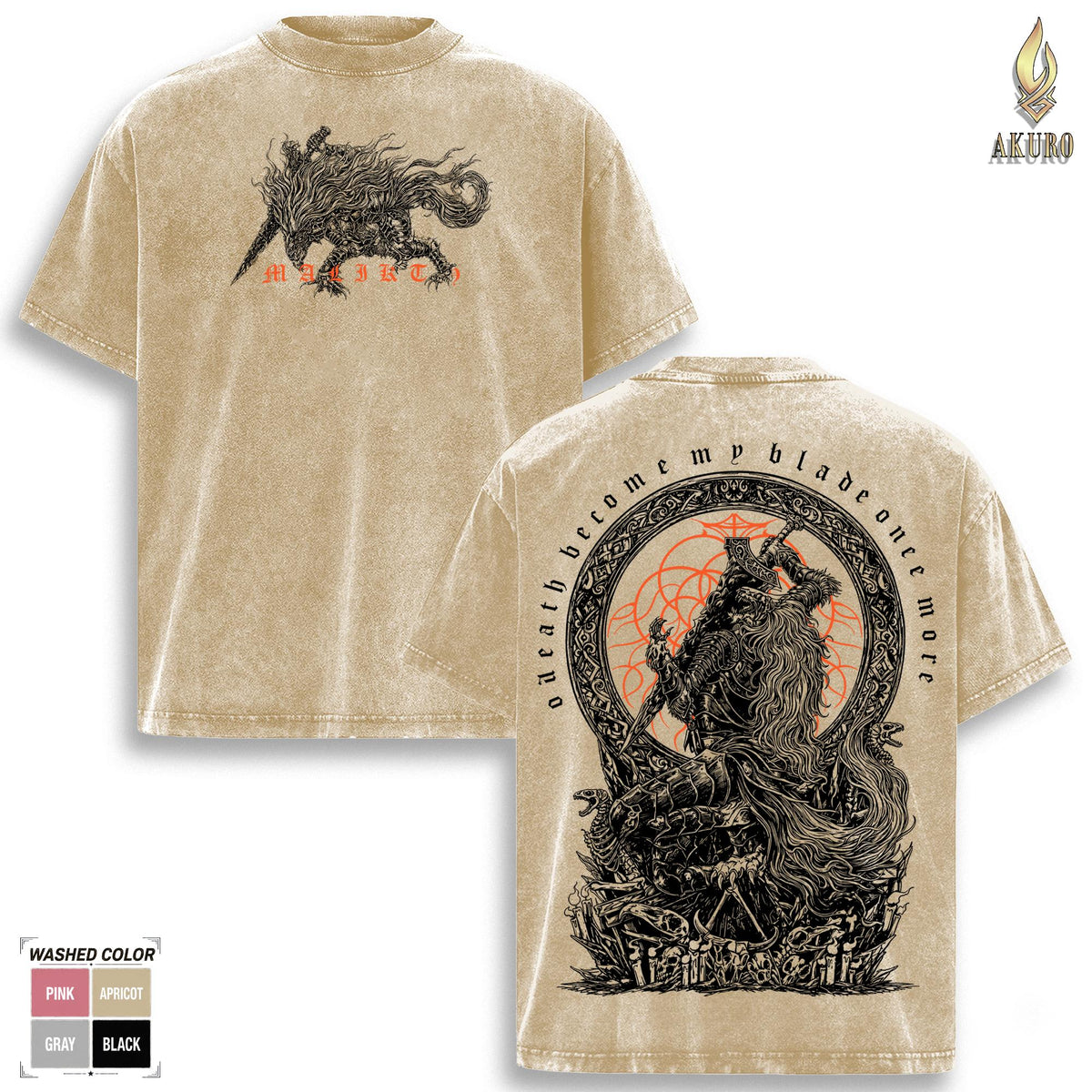 The Black Blade Maliketh Elden Ring Vintage Washed Tee