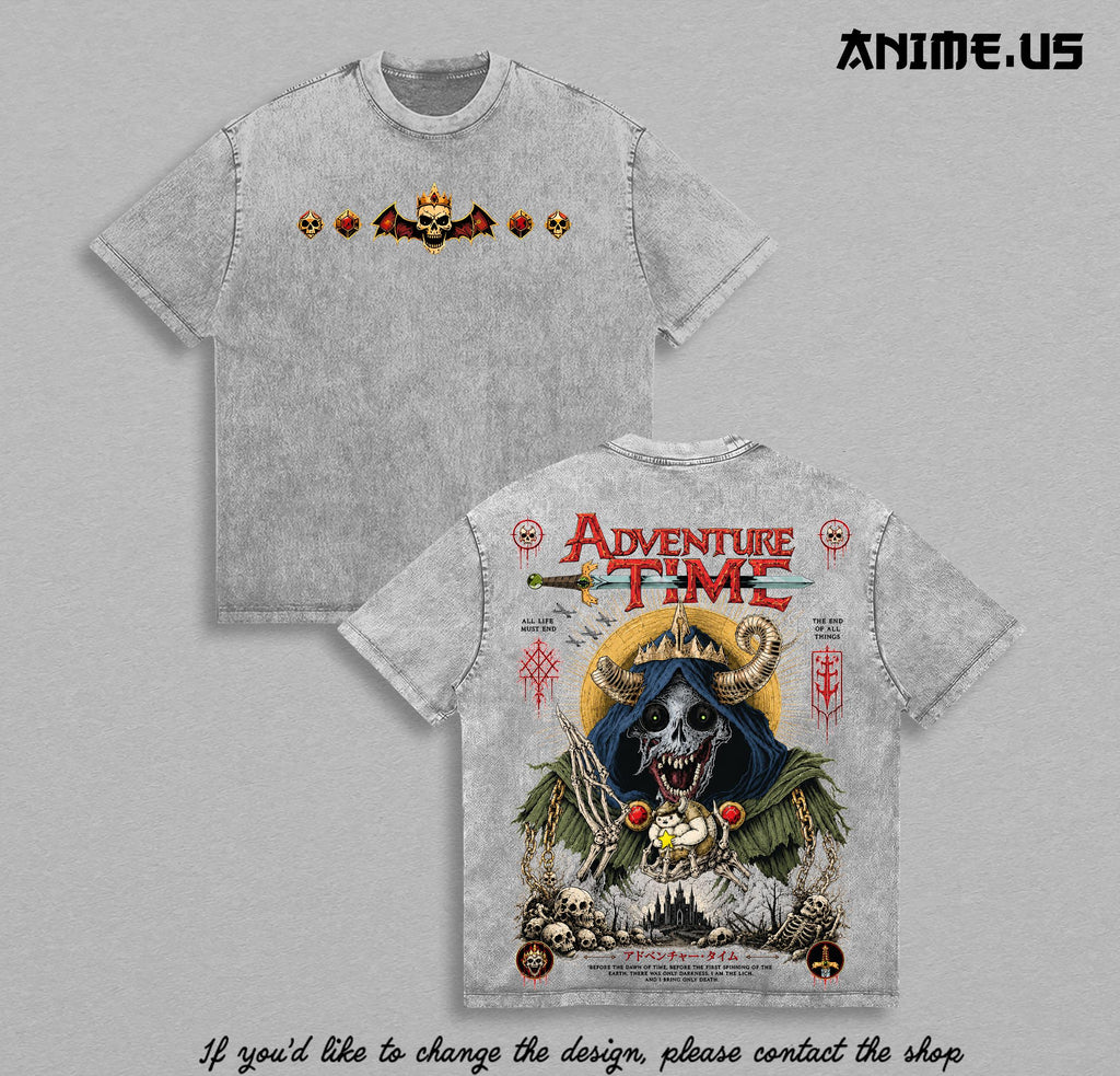 Adventure Time The Lich Vintage Washed Graphic T-Shirt | Dark Fantasy Heavy Metal Art Oversized Heavyweight Cotton Streetwear Dark Lord Skeleton Tee