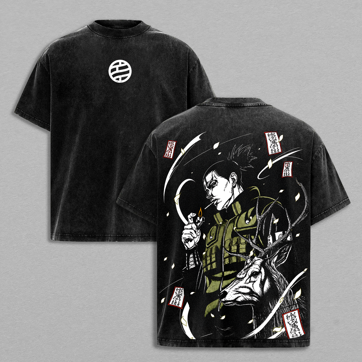 Shikamaru Nara Naruto Anime Vintage Washed Shirt Shadow Possession Graphic Tee Oversized Streetwear Manga Fan Gift