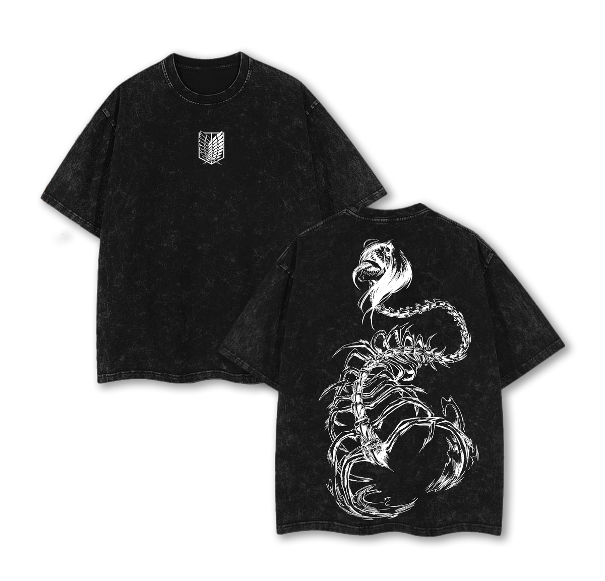 Demon Eren Yeager Attack On Titan Retro Vintage Unisex Oversize Anime Acid Washed Heavyweight Cotton Graphic Tshirt