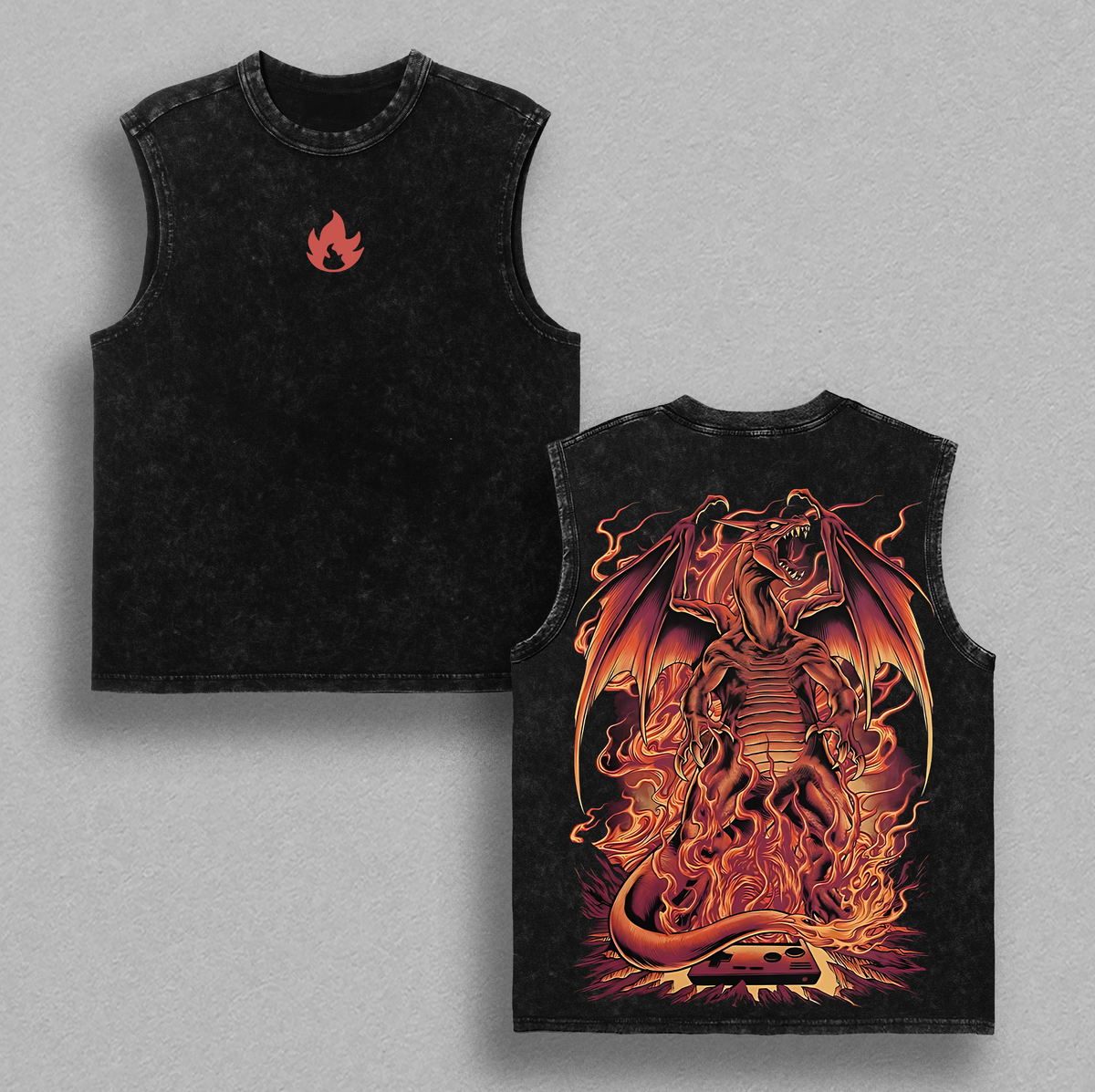 Pokemon "Charizard" Vintage Unisex Oversize Anime Manga Acid Washed Heavyweight Cotton T-shirt, graphic tee,anime lover , outfits men
