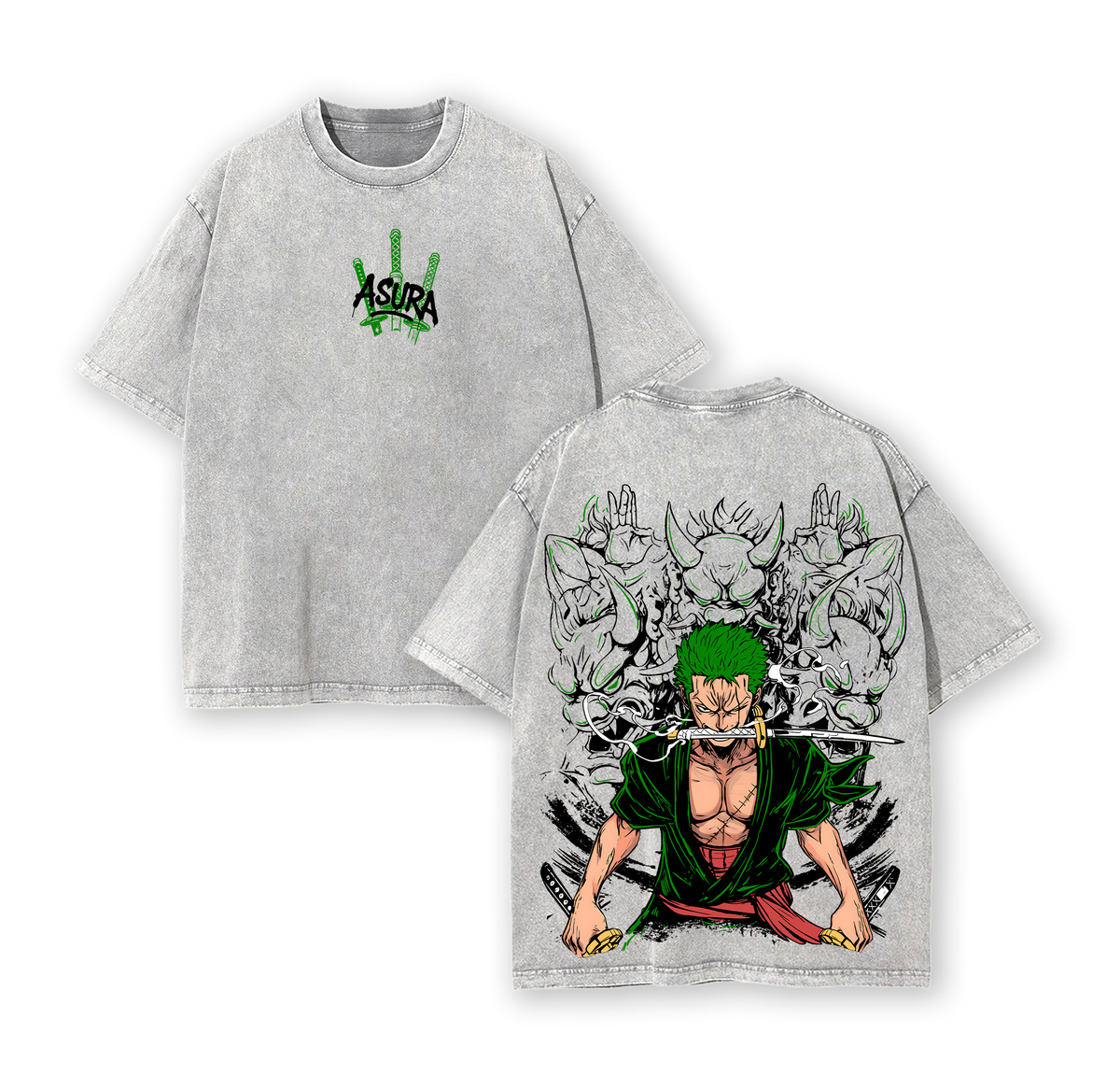 Asura Zoro One Piece Anime Vintage Washed Tee
