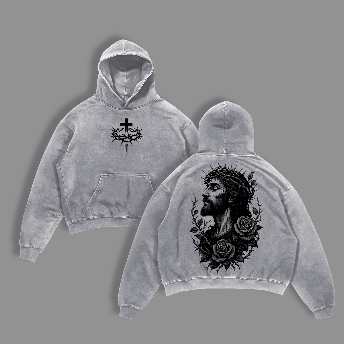 Jesus Crown of Thorns x Black Rose Christian Vintage Washed Tee