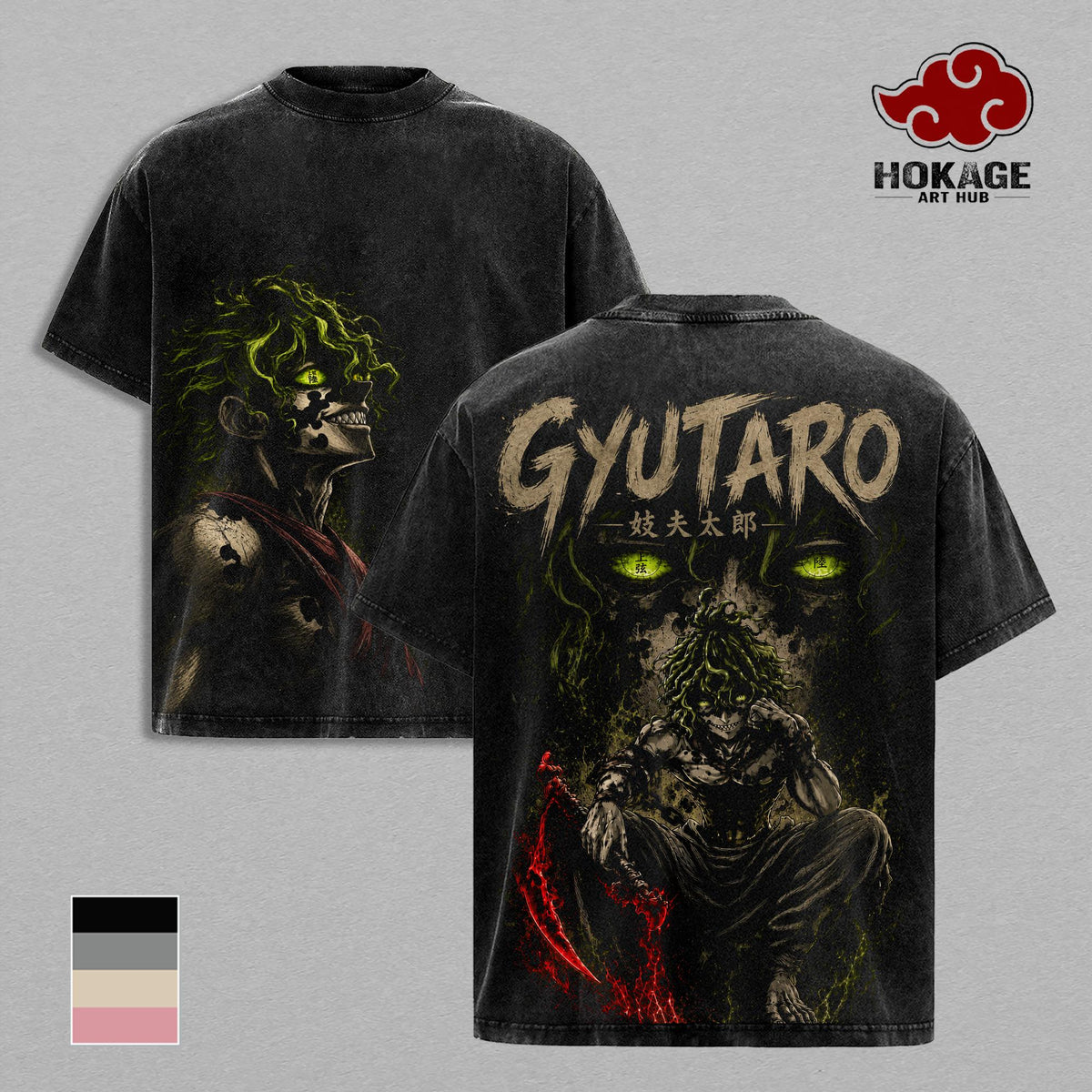 Gyutaro Demon Slayer Anime Vintage Washed Tee