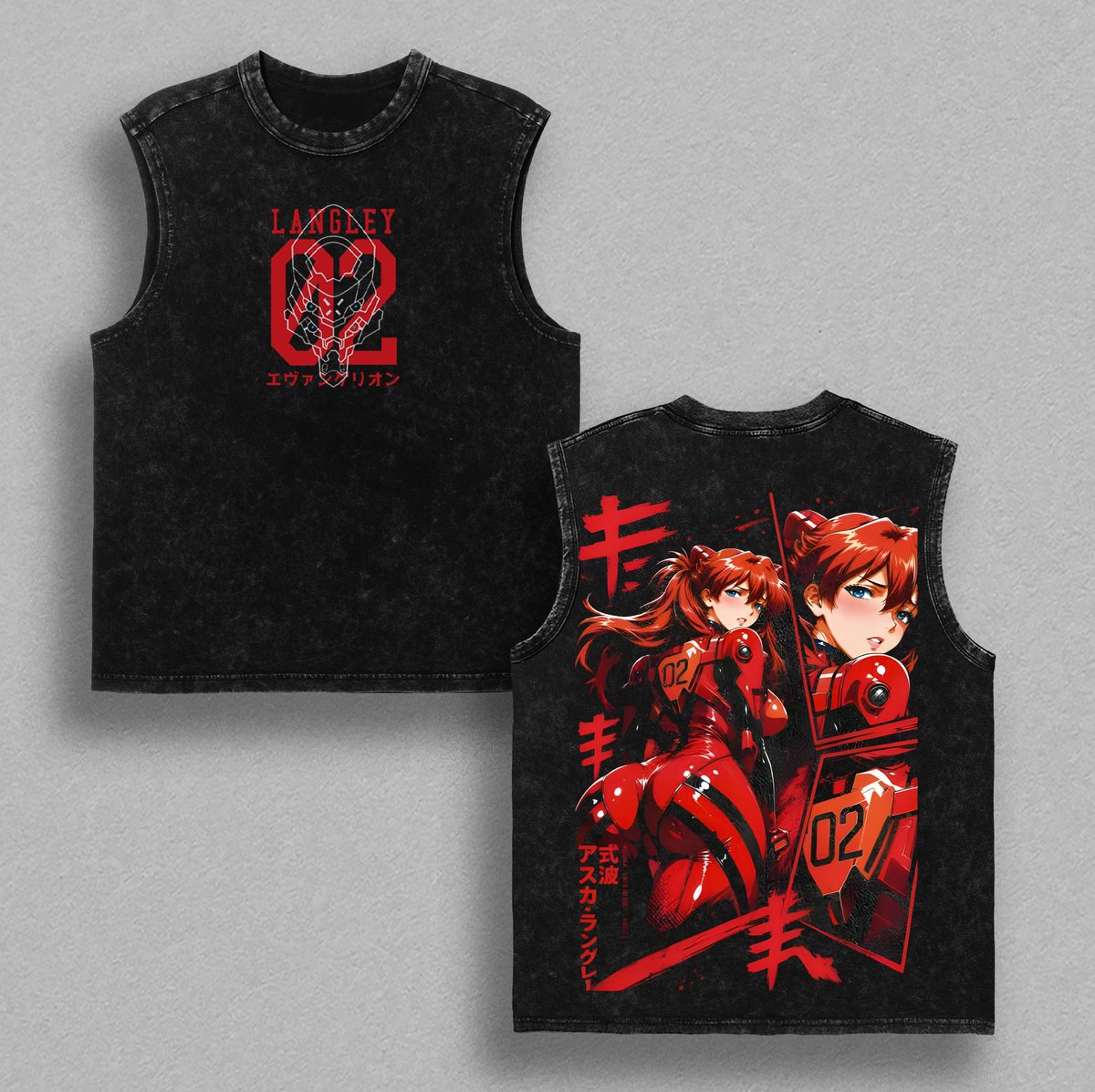 Asuka Langley Neon Genesis Evangelion Anime Vintage Washed Tee