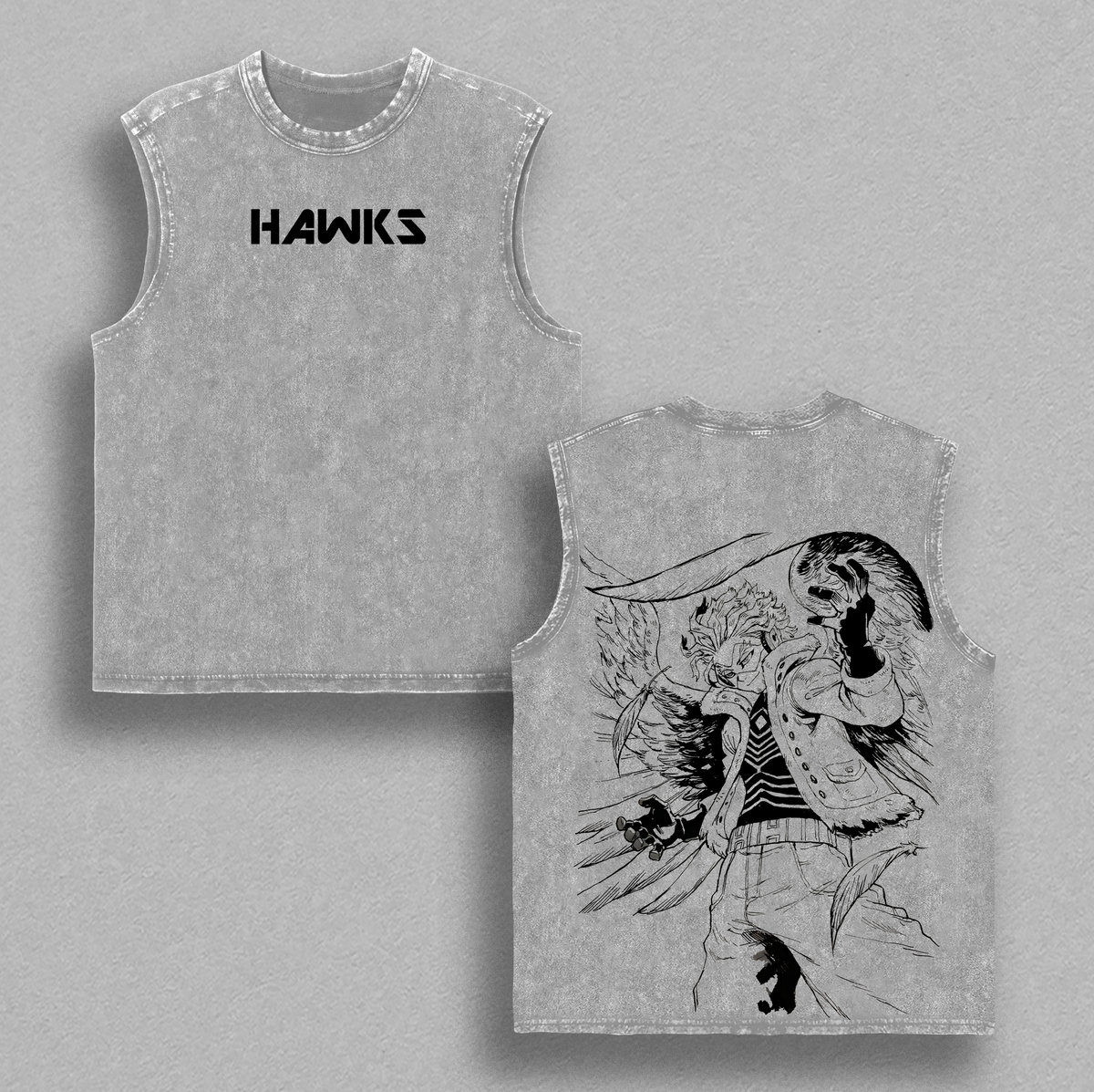 Keigo Takami “Wing Hero Hawks” Vintage Oversized Washed T-Shirt, My Hero Academia Heavy Cotton Graphic Tee, Retro Anime Streetwear Unisex