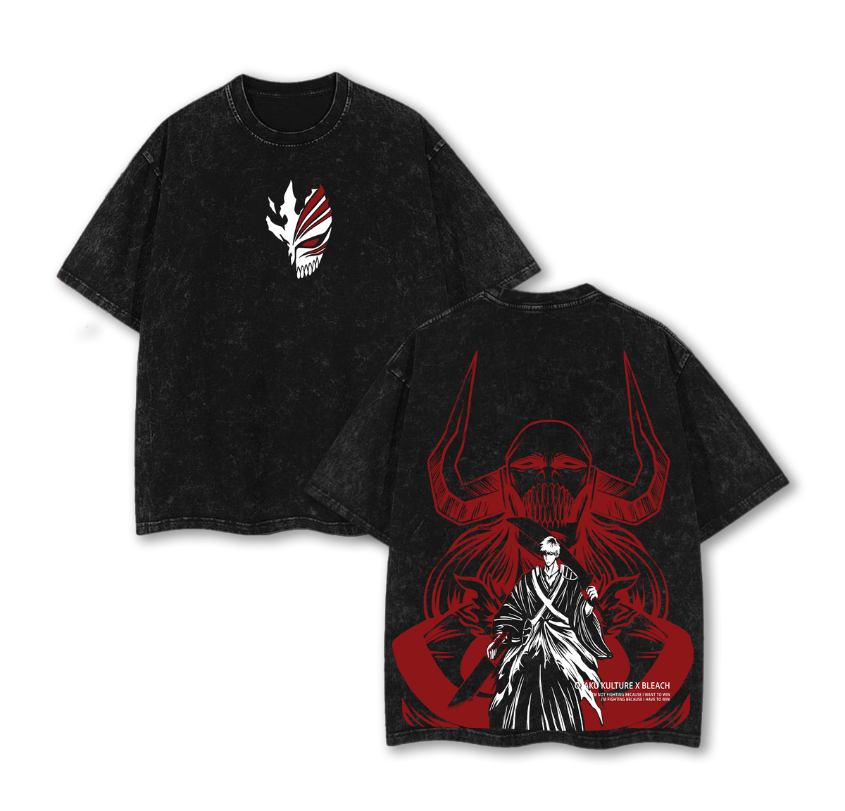 Ichigo Hollow Form Bleach Vintage Washed Tee, Anime Shinigami Graphic T-Shirt