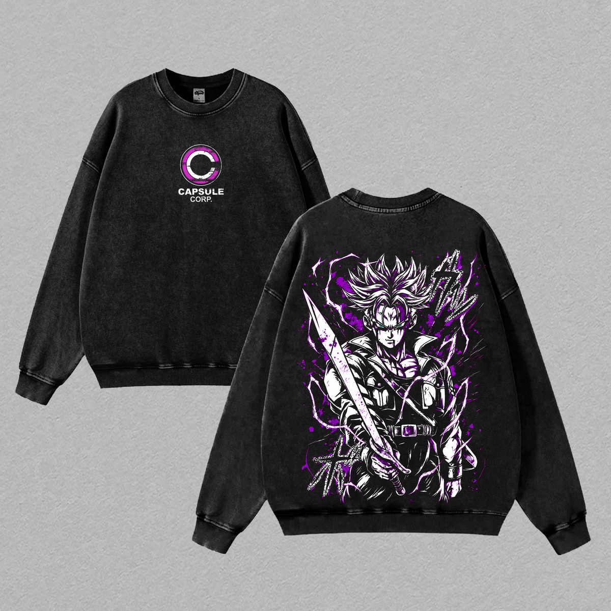 Trunks Hope - DBZ Anime Vintage Washed Shirt Future Saiyan Sword Graphic Tee DBZ Oversized Streetwear Manga Fan Gift