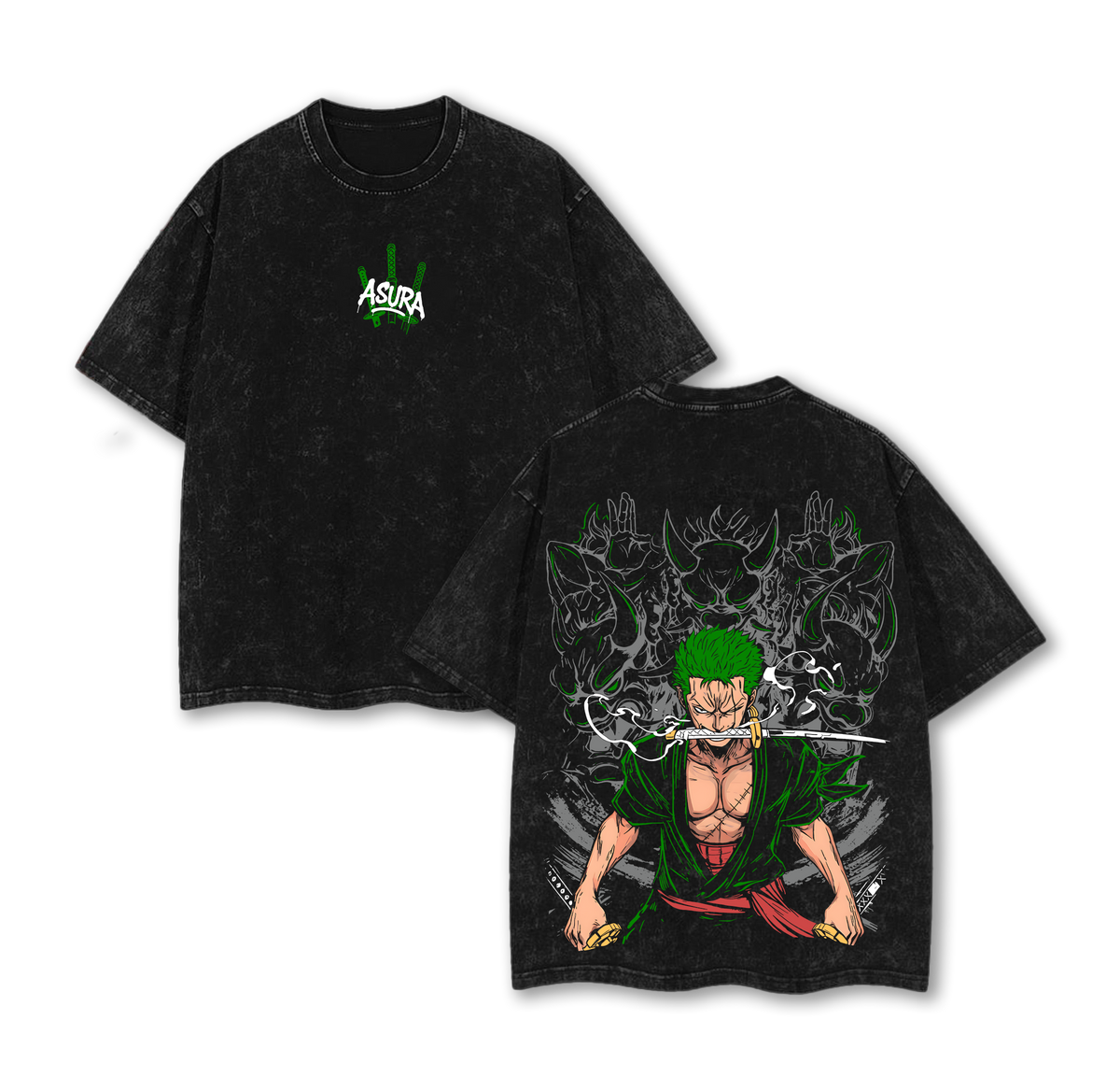 Asura Zoro One Piece Anime Vintage Washed Tee