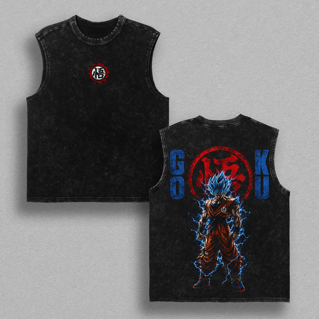 Kakarot Saiyan Ultra Instinct DB Super Anime Vintage Washed Tee