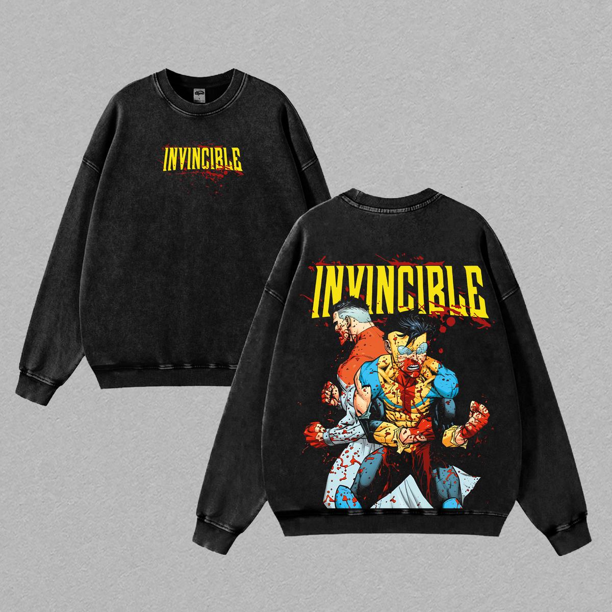 Mark Grayson x Omni-Man Invincible Anime Double Printed Vintage Washed Tee