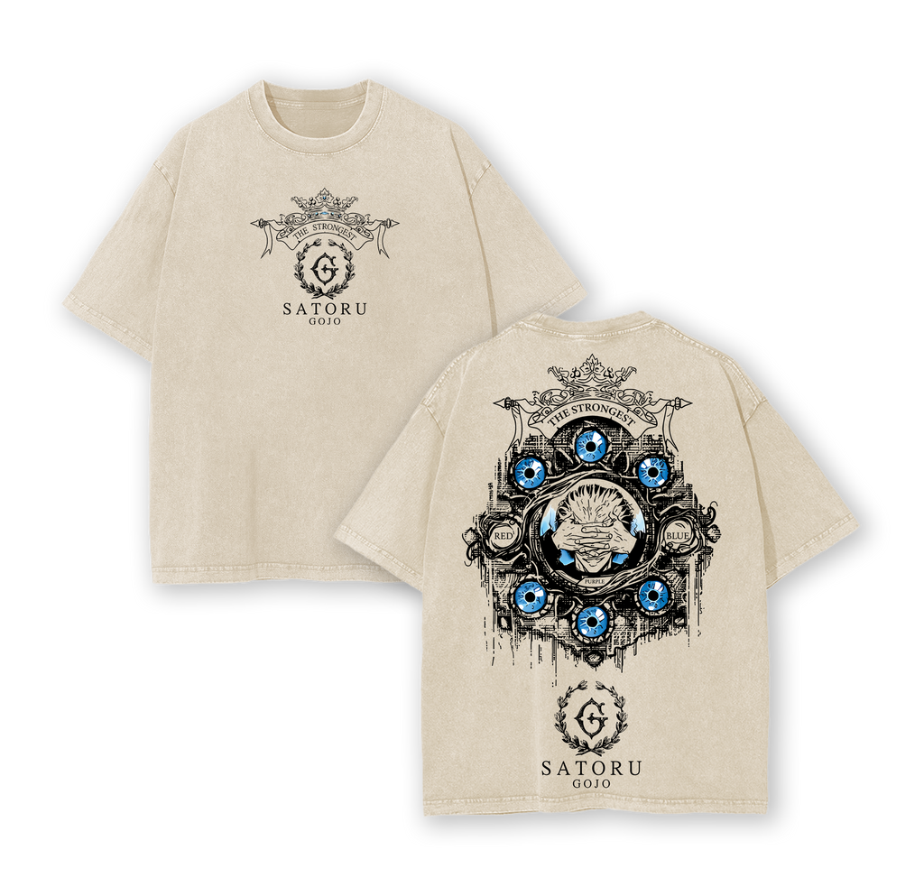 Gojo Satoru Six Eyes Jujutsu Kaisen T-Shirt - Vintage Washed Oversized