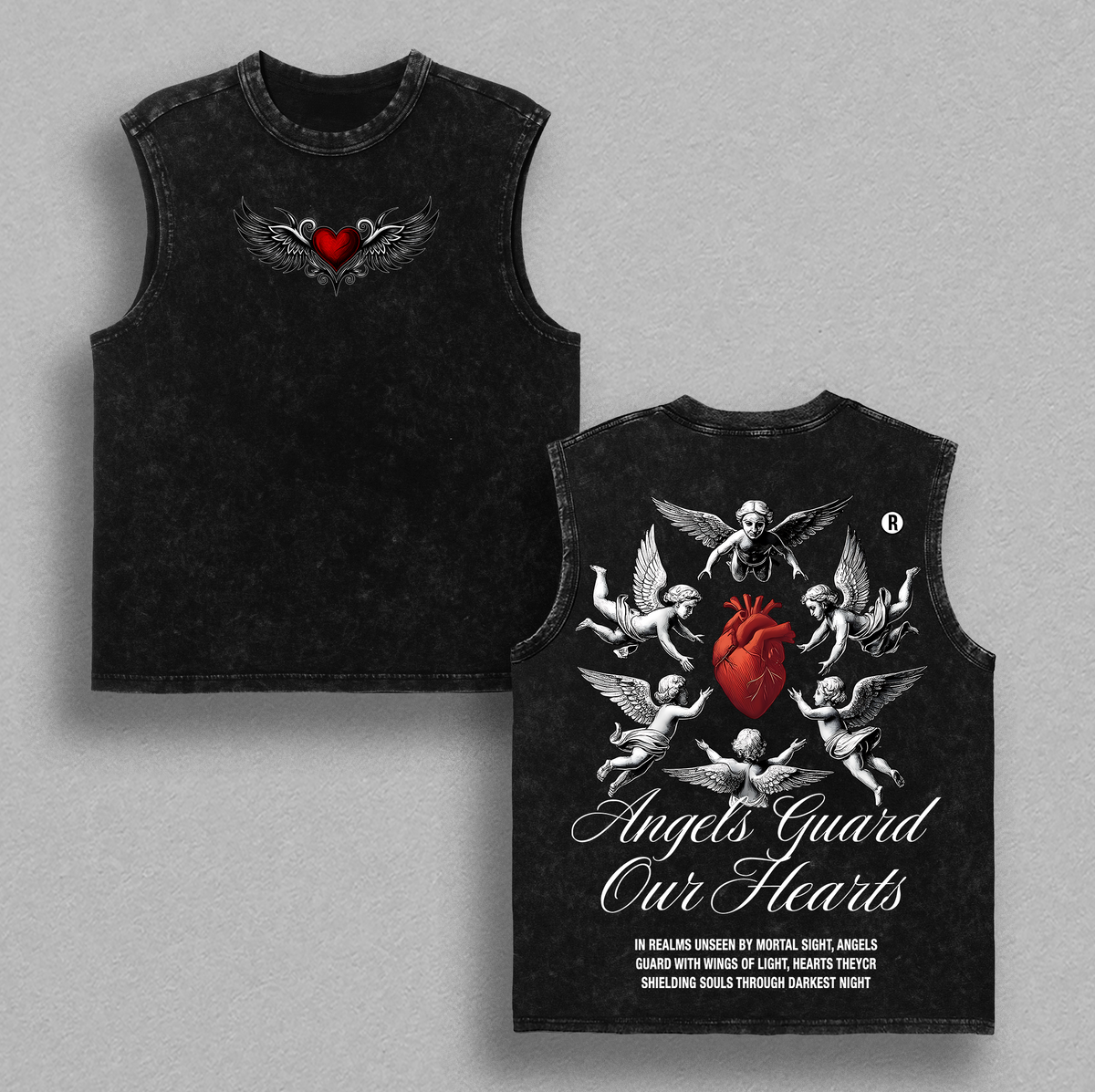 Angels Guard Our Hearts Christian Vintage Washed Tee