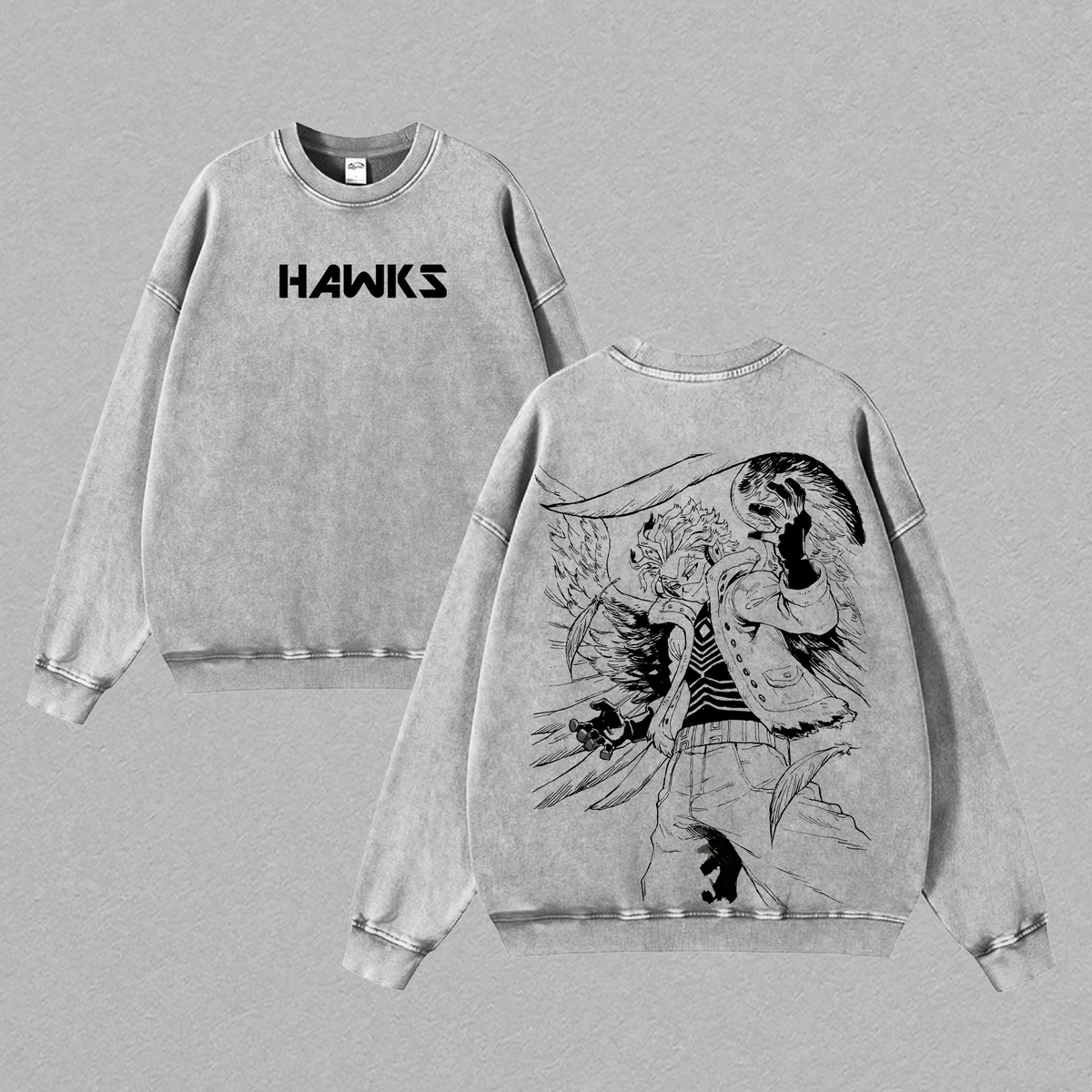 Keigo Takami “Wing Hero Hawks” Vintage Oversized Washed T-Shirt, My Hero Academia Heavy Cotton Graphic Tee, Retro Anime Streetwear Unisex