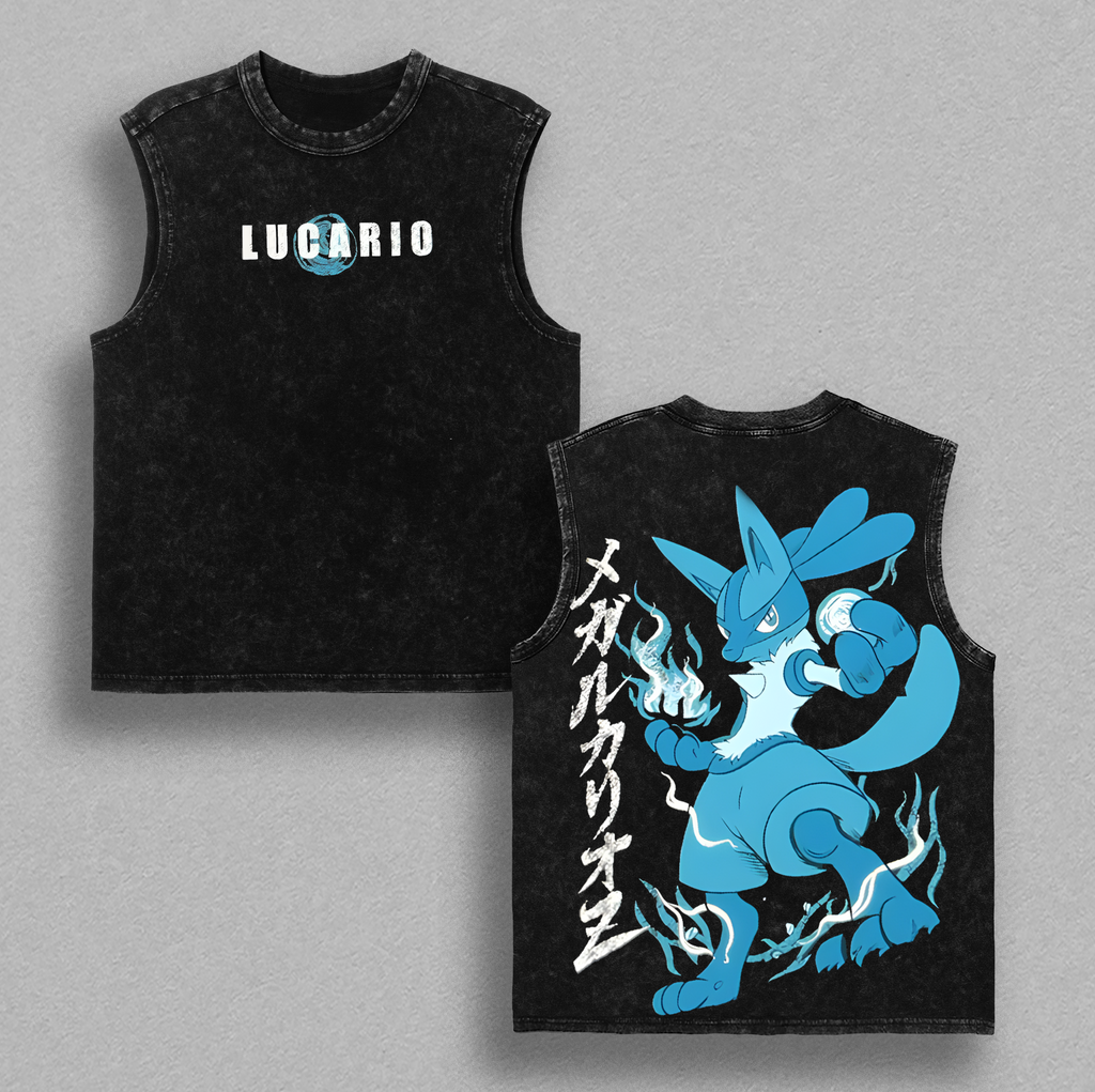 Lucario PoKeMon Anime Vintage Washed Tee