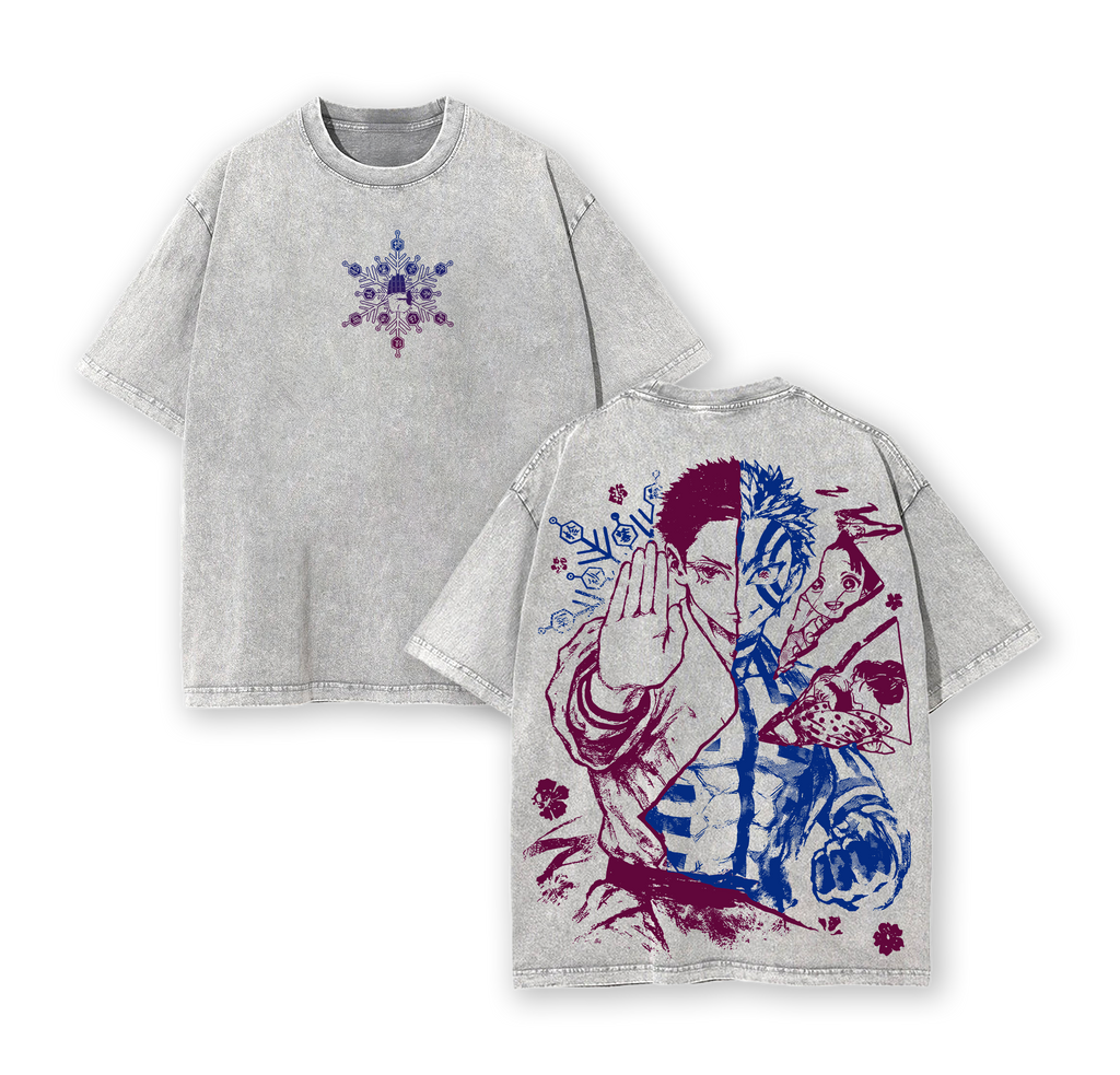 Akaza x Koyuki Tragic Love Tee – Vintage Washed Oversized Anime Shirt