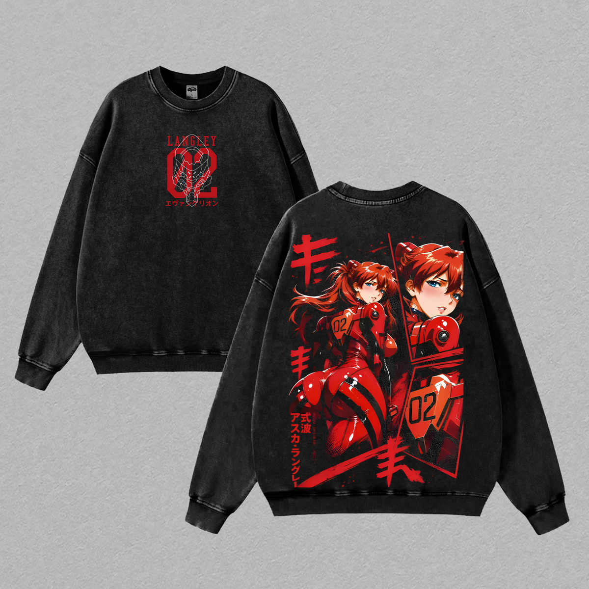Asuka Langley Neon Genesis Evangelion Anime Vintage Washed Tee