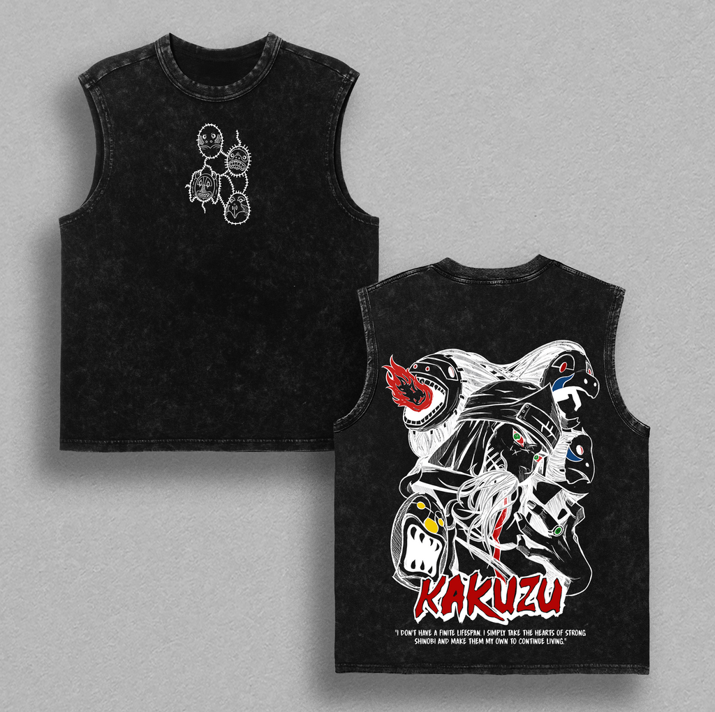 Kakuzu Naruto Akatsuki Anime Vintage Washed Tee