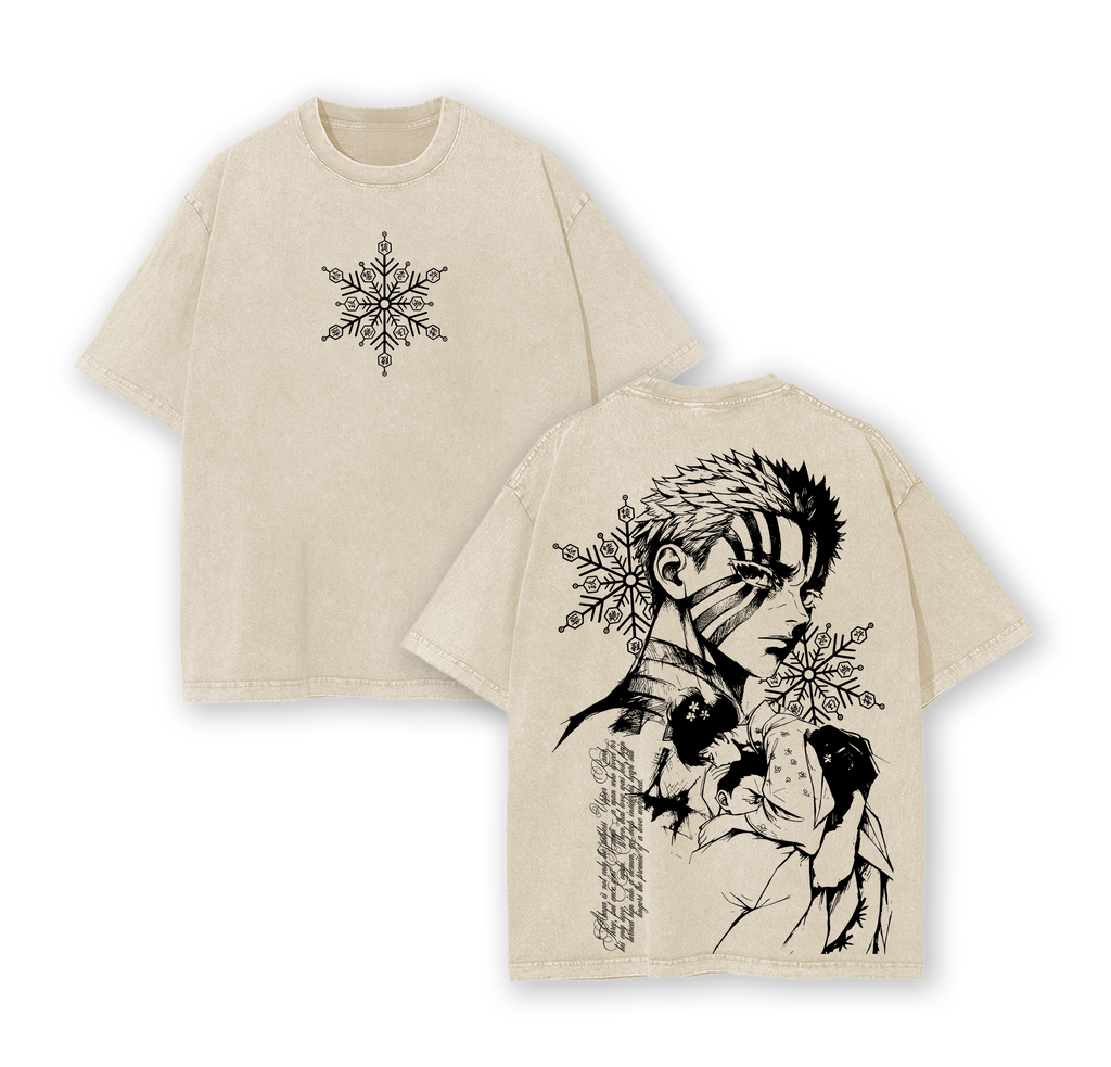 Akaza vs Koyuki Tee Washed – Demon Slayer Kimetsu no Yaiba Vintage Washed Oversized Heavy Cotton T-Shirt