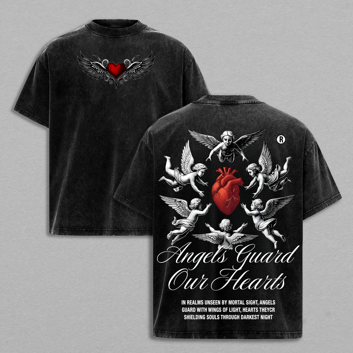 Angels Guard Our Hearts Christian Vintage Washed Tee