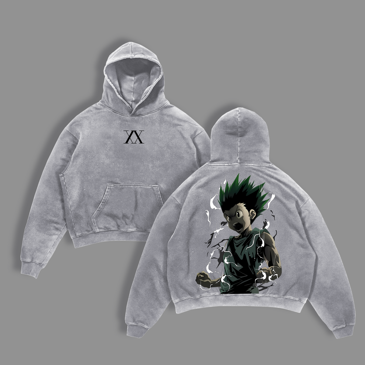Gon Freecss - Hunter x Hunter Anime Double Printed Vintage Washed Tee Unisex Oversize Anime Manga Washed Heavyweight Cotton T-shirt