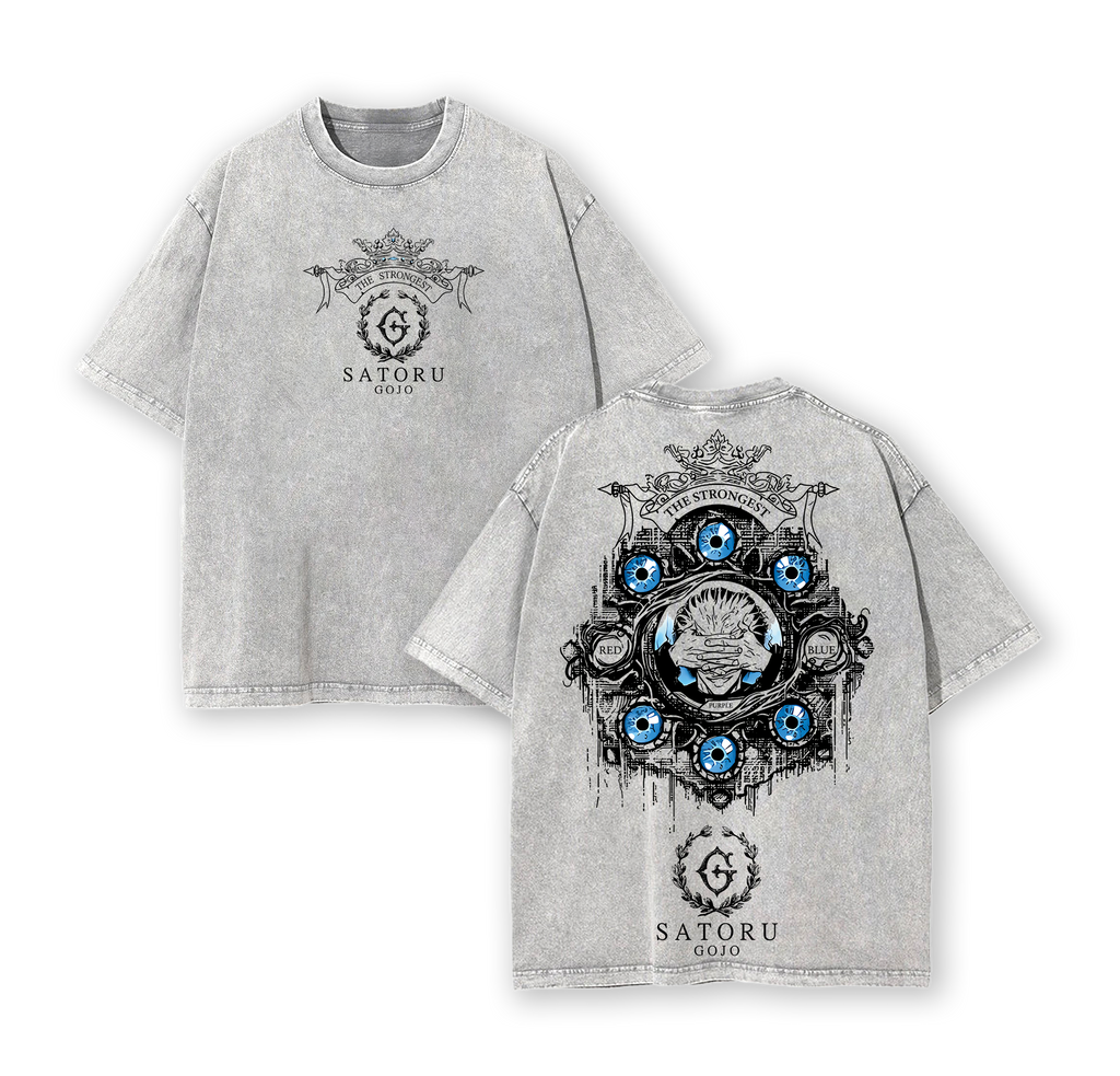 Gojo Satoru Six Eyes Jujutsu Kaisen T-Shirt - Vintage Washed Oversized