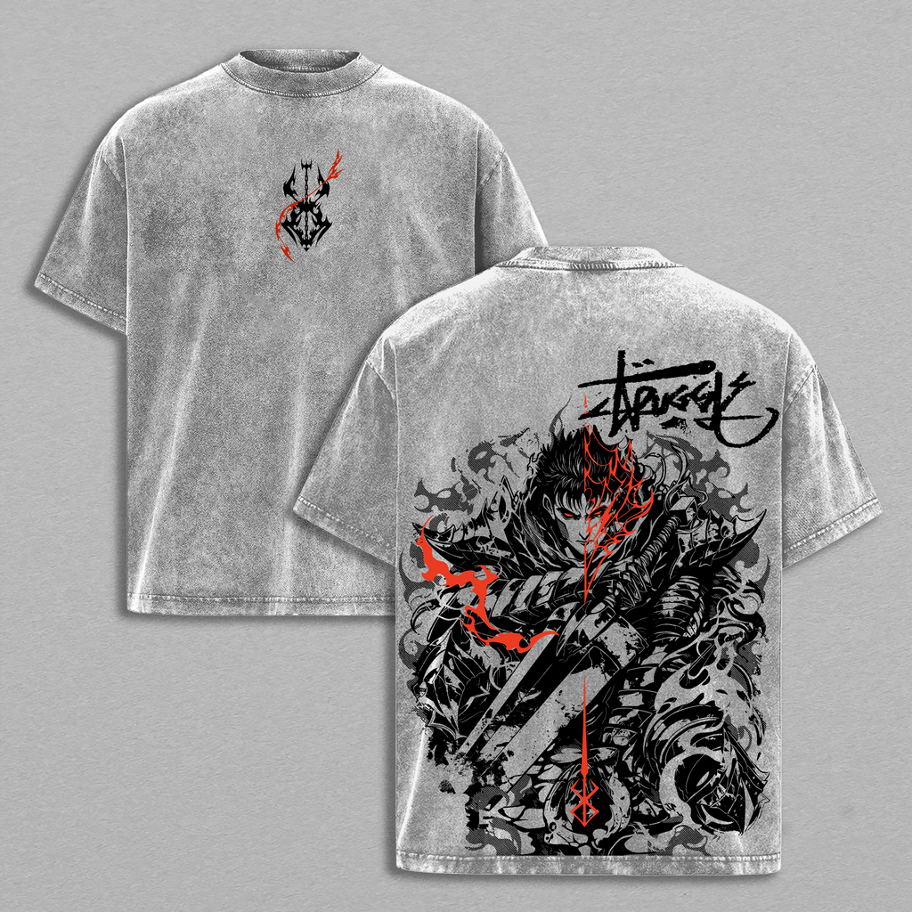 Guts The Black Swordsman Berserk Anime Vintage Washed Tee