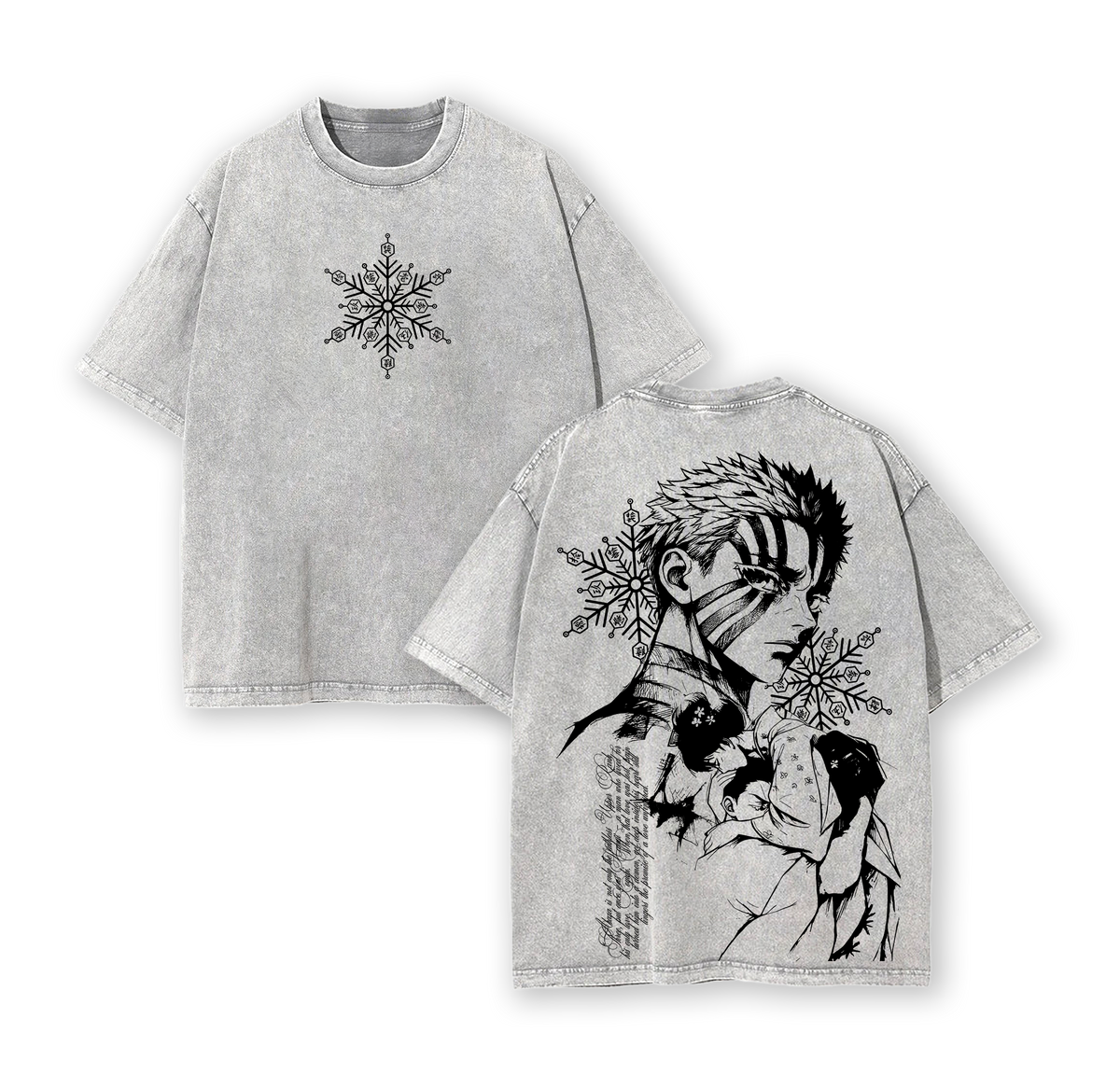 Akaza vs Koyuki Tee Washed – Demon Slayer Kimetsu no Yaiba Vintage Washed Oversized Heavy Cotton T-Shirt