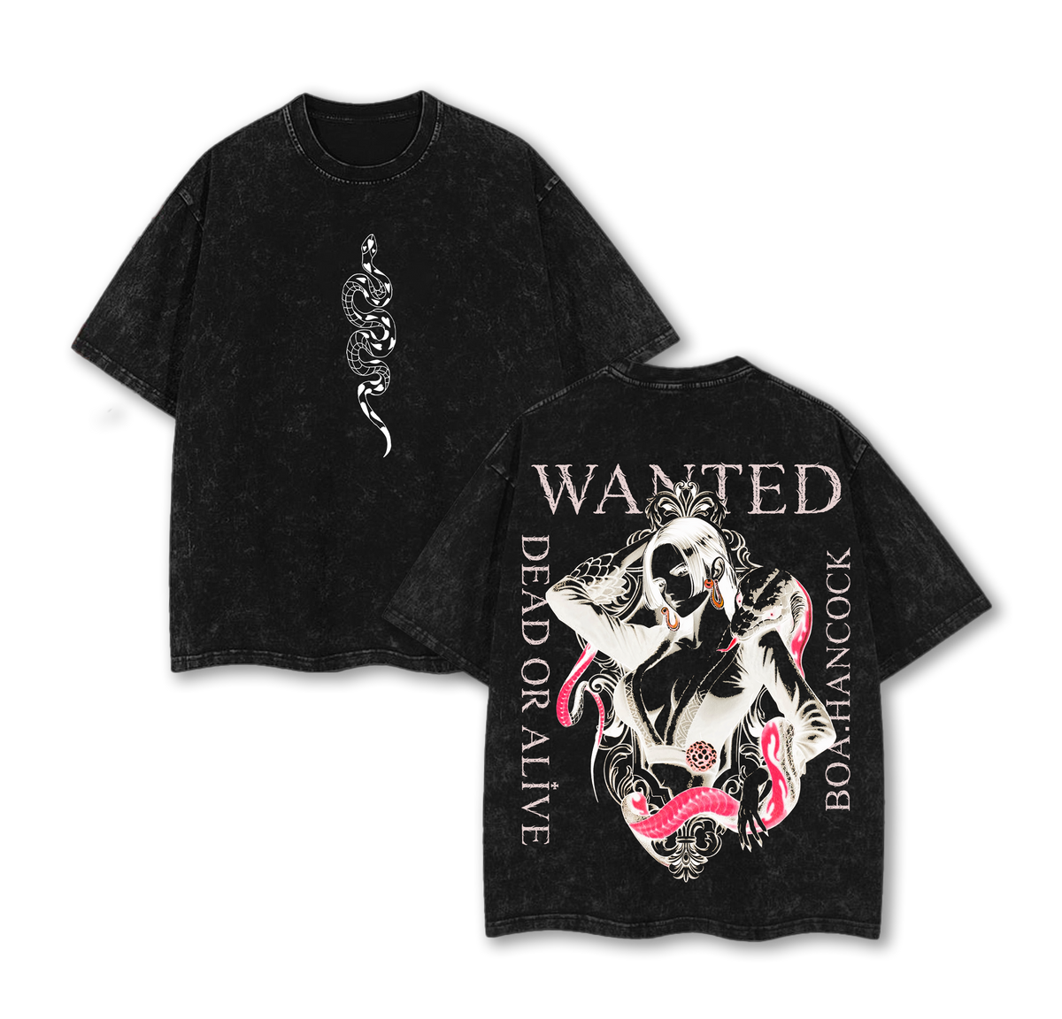 Retro Boa Hancock One Piece Washed Tee, Oversized Heavyweight Cotton Anime Streetwear Graphic Shirt