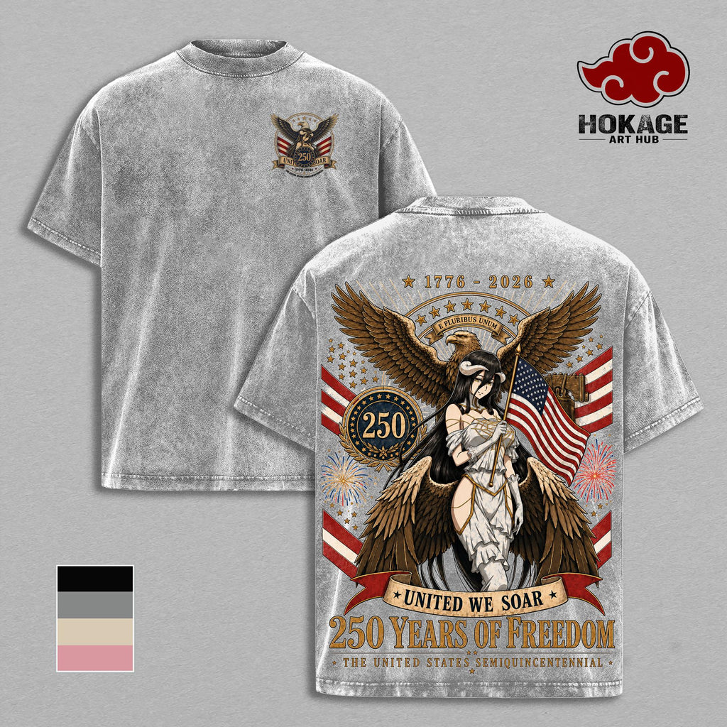 Albedo Overlord 250 Years Of Freedom Anime Vintage Washed Tee