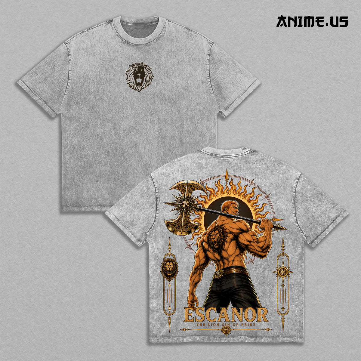 Escanor Seven Deadly Sins Divine Axe Rhitta Anime Vintage Washed Tee