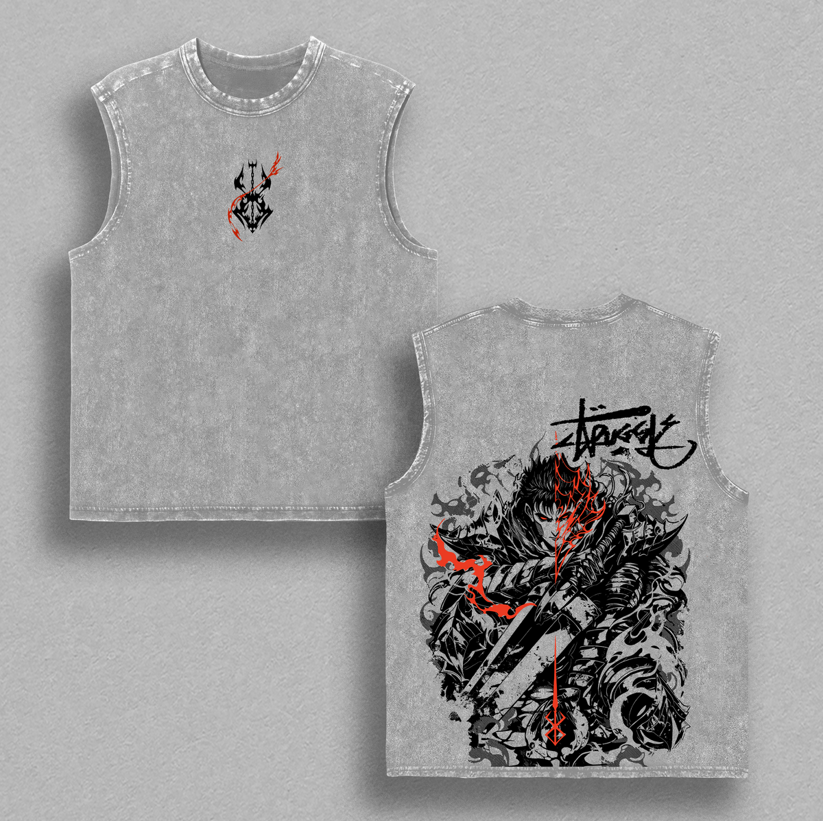 Guts The Black Swordsman Berserk Anime Vintage Washed Tee