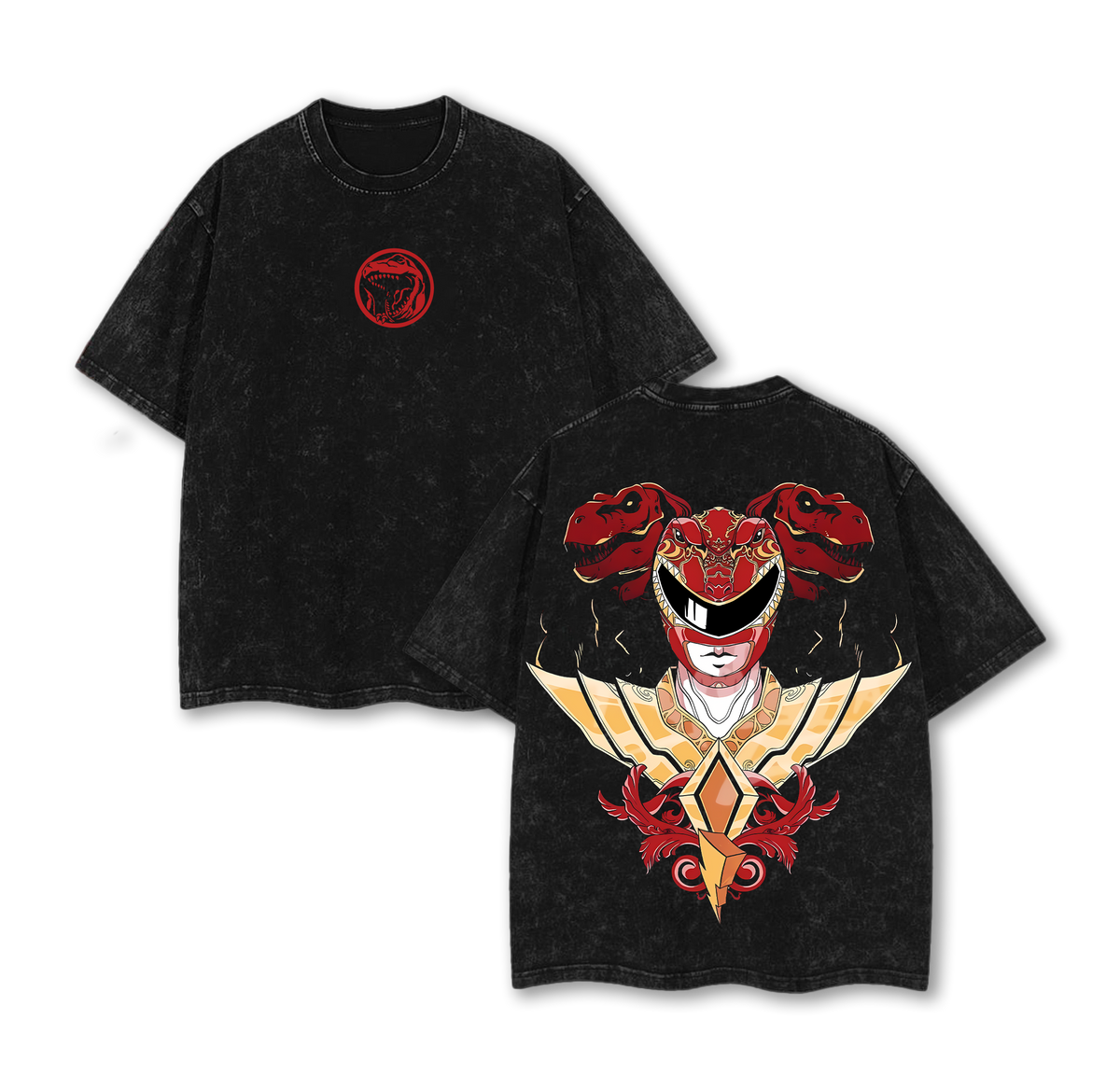 Red Ranger - Power Rangerssss Vintage Wash Tee Collection | Mighty Morphin Oversized Anime Shirt