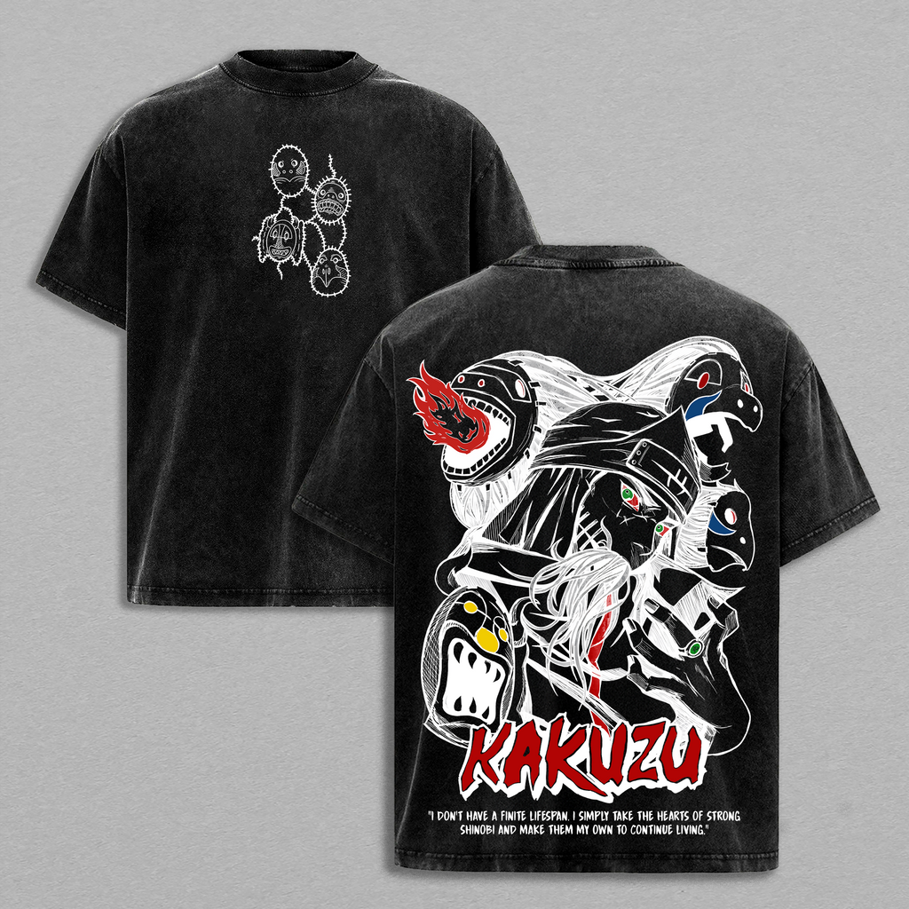 Kakuzu Naruto Akatsuki Anime Vintage Washed Tee
