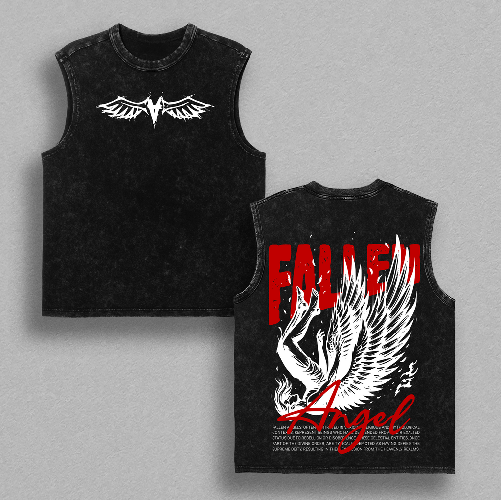 Fallen Angel Wing Dark Aesthetic Christian Vintage Washed Tee