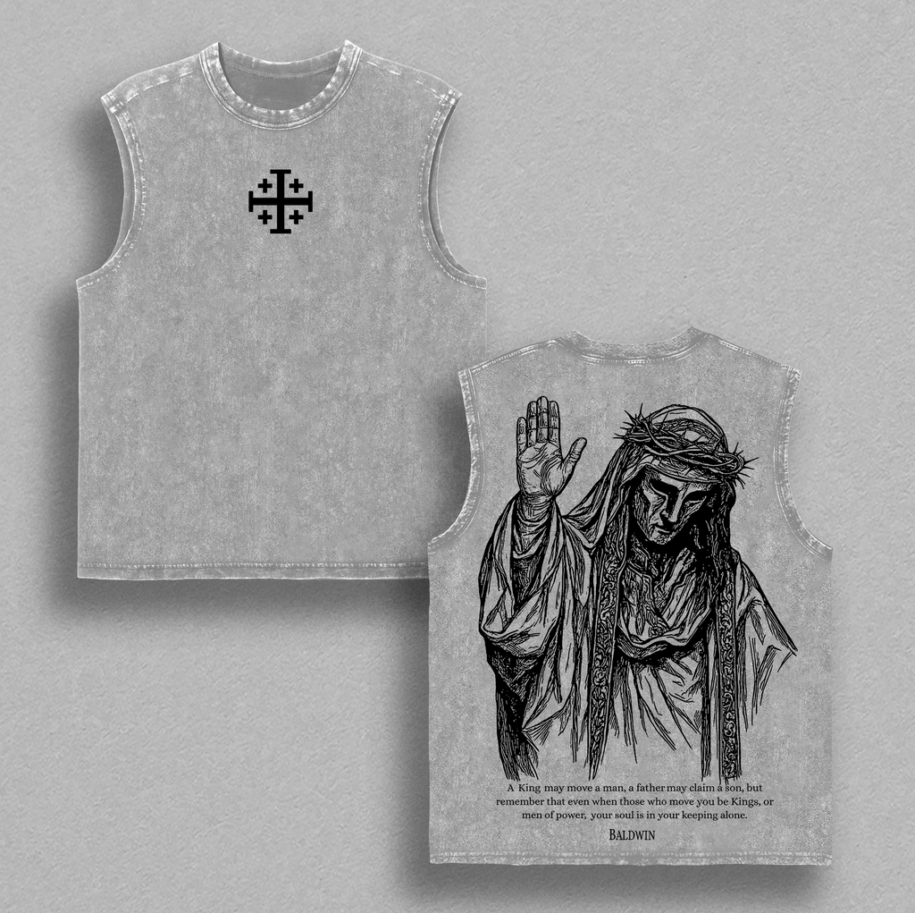 Baldwin IV The Leper King Crusader Christian Vintage Washed Tee