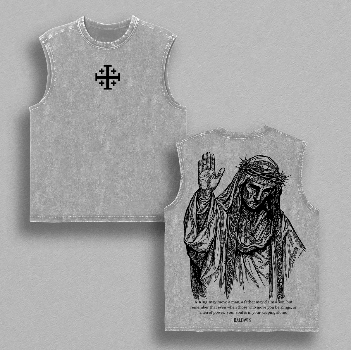 Baldwin IV The Leper King Crusader Christian Vintage Washed Tee