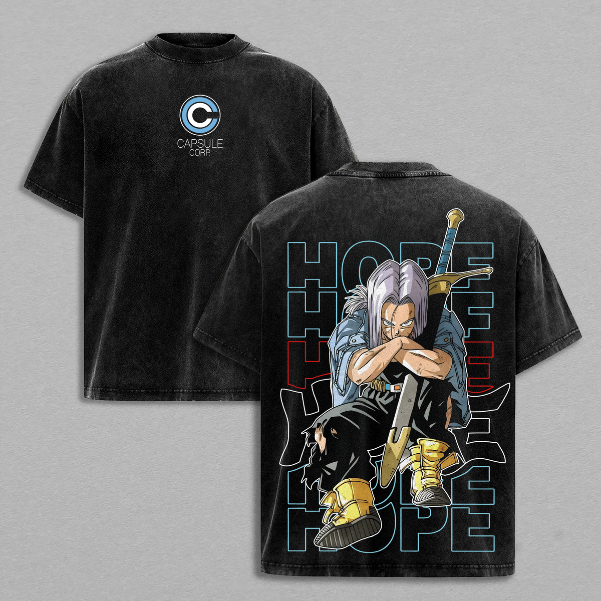 Future Trunks DBZ Capsule Corp Anime Vintage Washed Tee