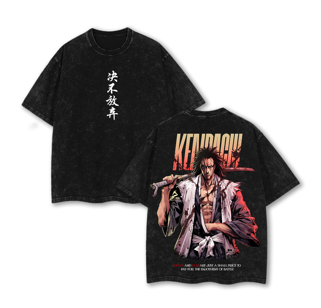 Zaraki Kenpachi x Bleach 11th Division – Gotei 13 Anime Double Printed Washed Tee