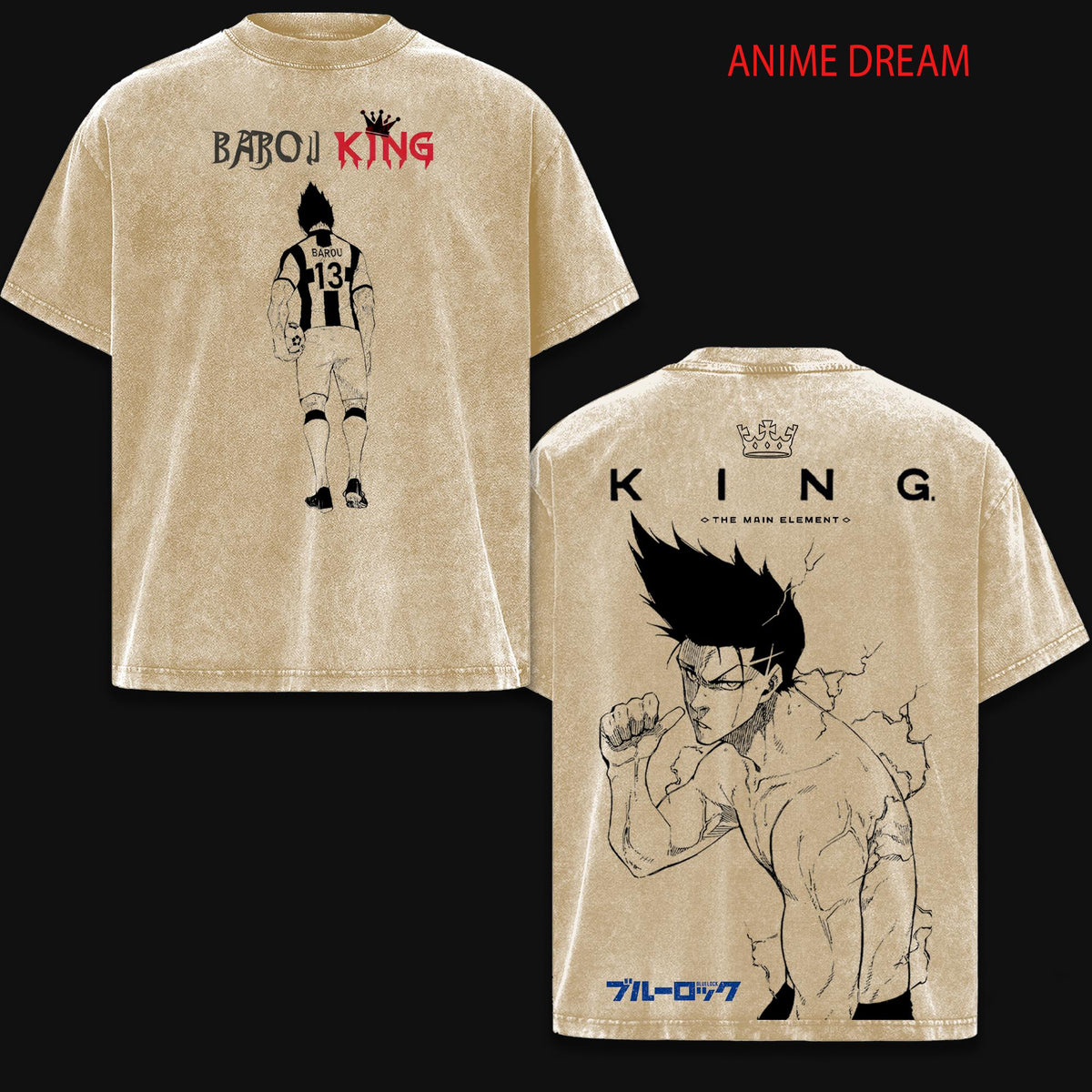 Shoei Barou Blue Lock Anime Vintage Washed Tee
