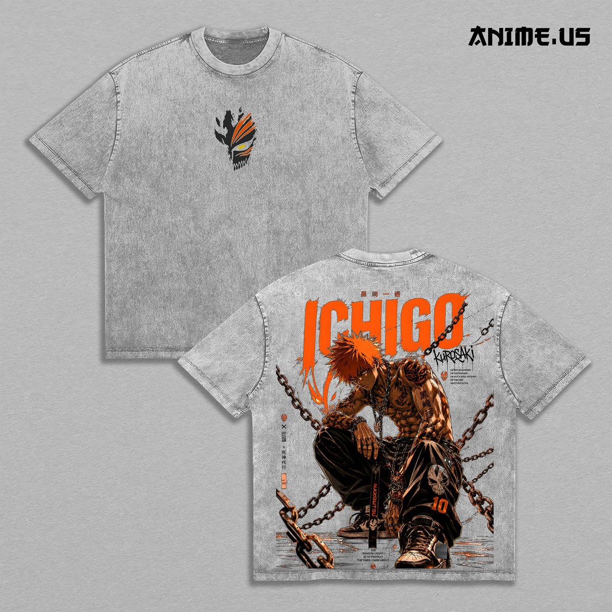Ichigo Kurosaki Bleach Zangetsu Anime Vintage Washed Tee