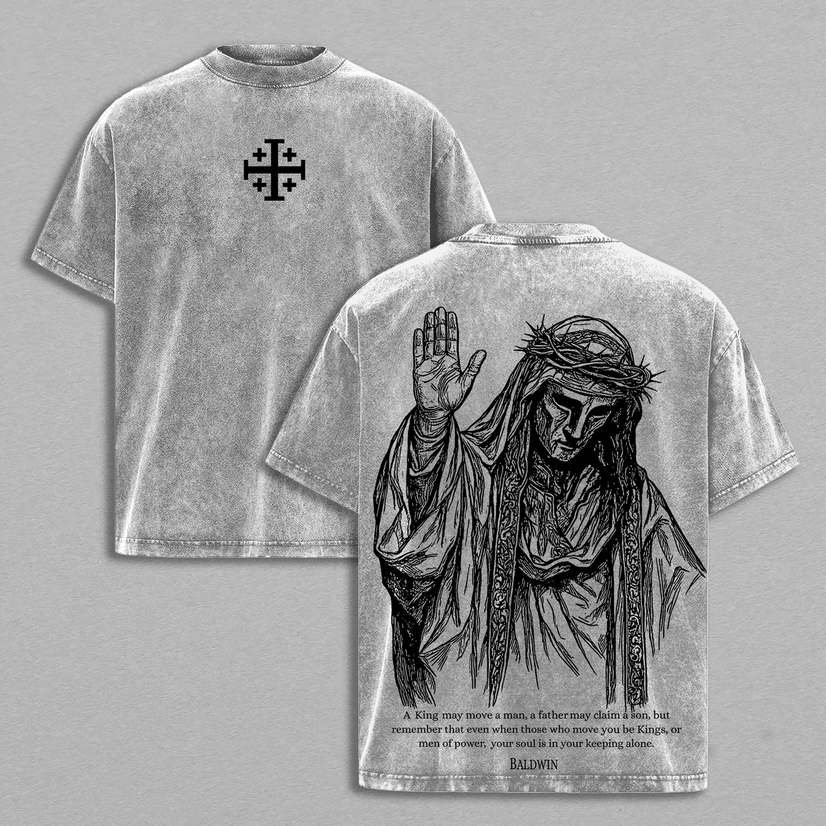 Baldwin IV The Leper King Crusader Christian Vintage Washed Tee