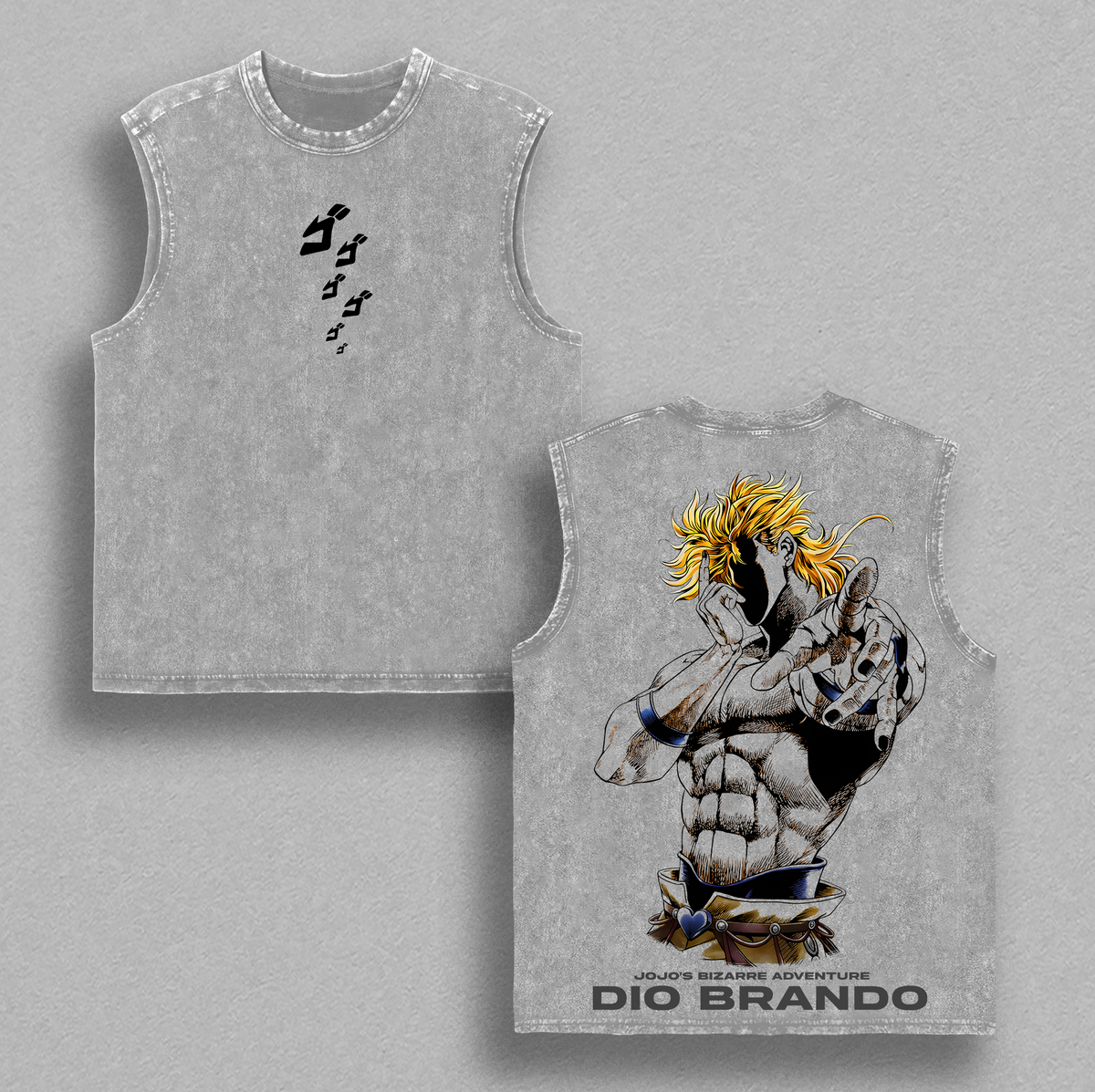 Dio Brando JoJo's Bizarre Adventure Anime Double Printed Vintage Washed Tee Unisex Oversize Anime Manga Washed Heavyweight Cotton T-shirt