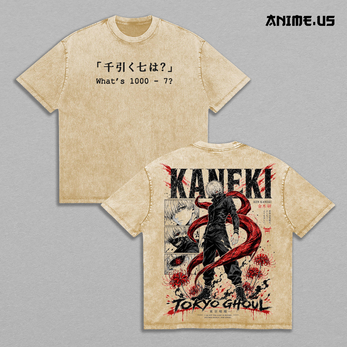 Ken Kaneki Tokyo Ghoul 1000 Minus 7 Anime Vintage Washed Tee