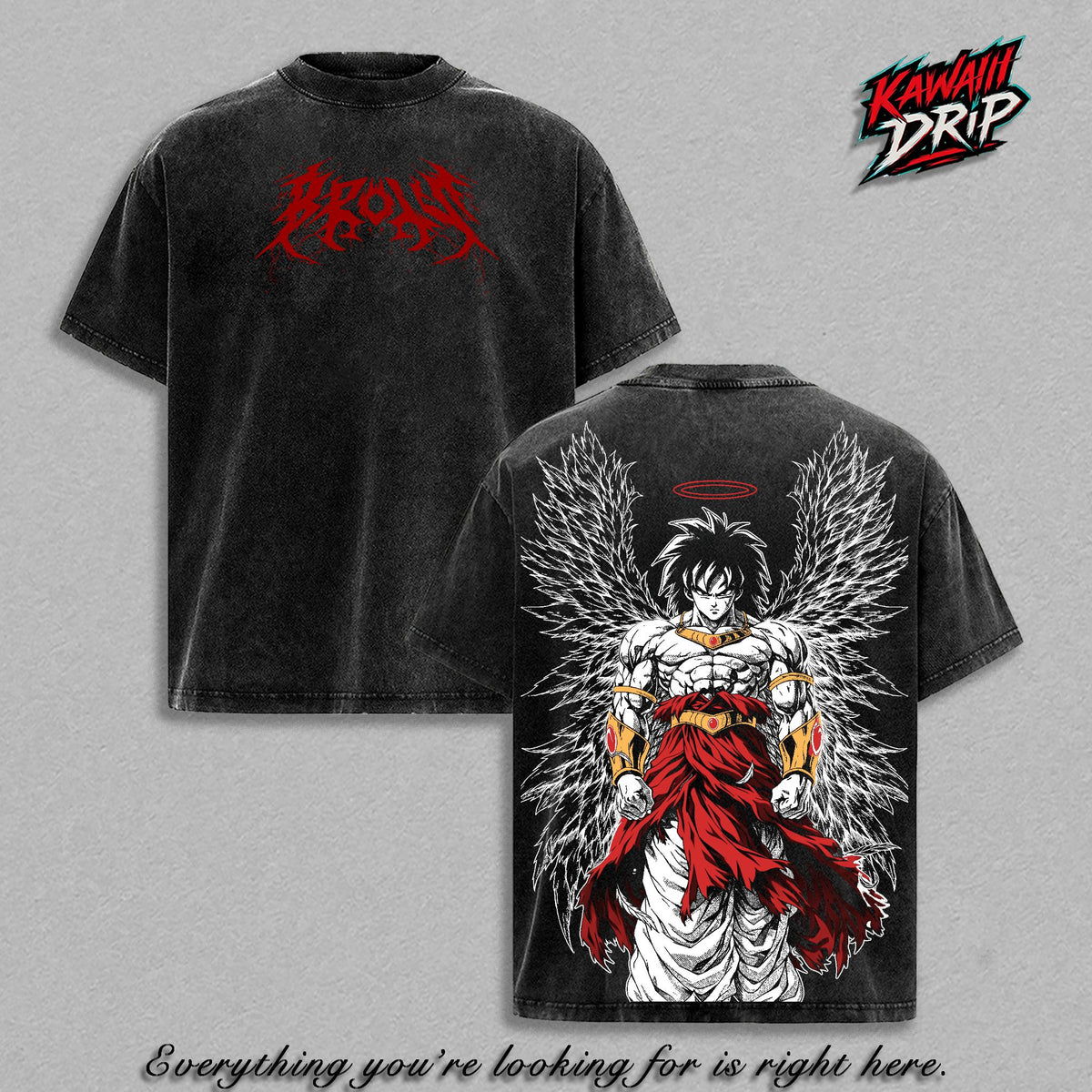 Legendary Super Saiyan Broly DBZ Angel Broly Anime Vintage Washed Tee